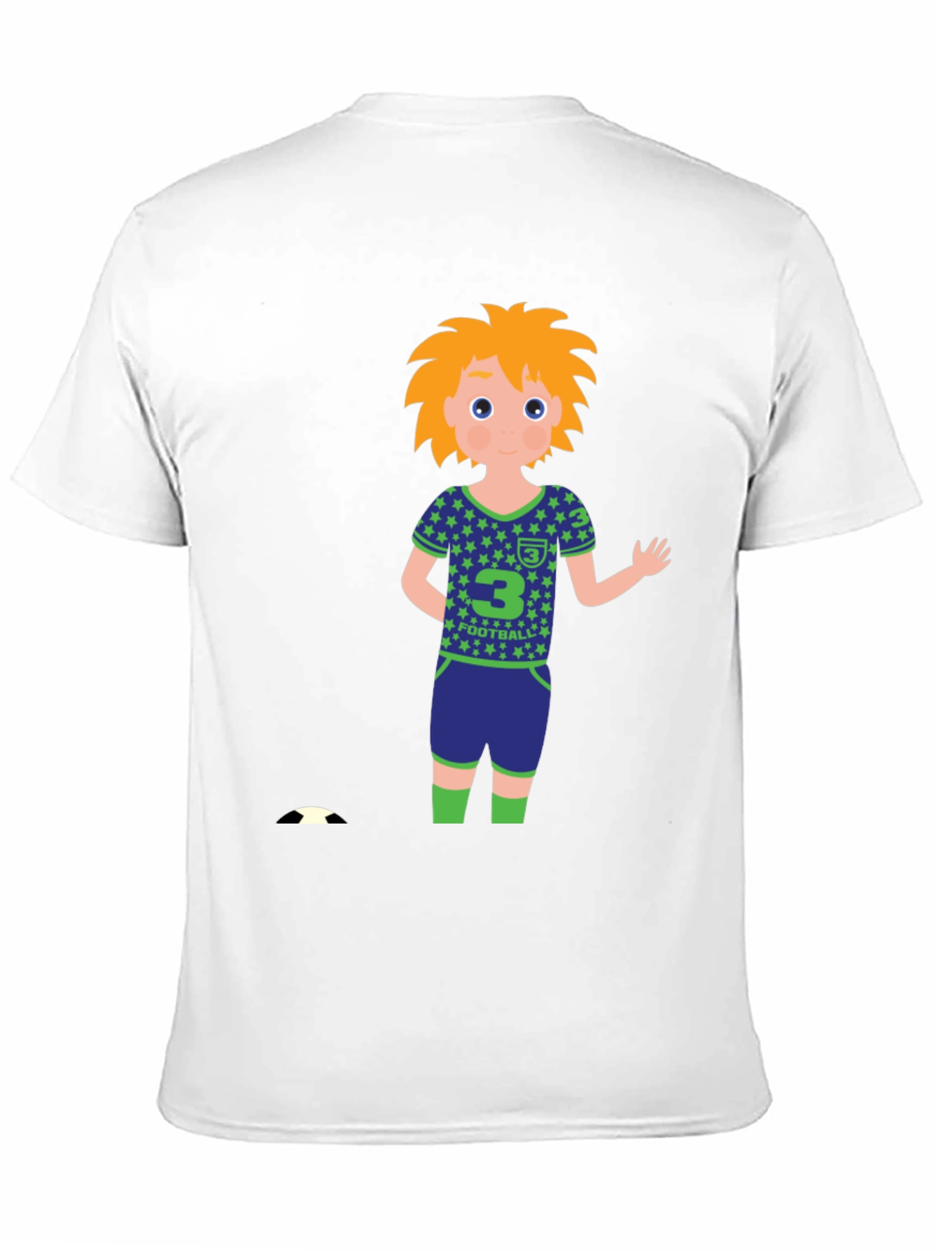 Cartoon Football Player Black T-Shirt