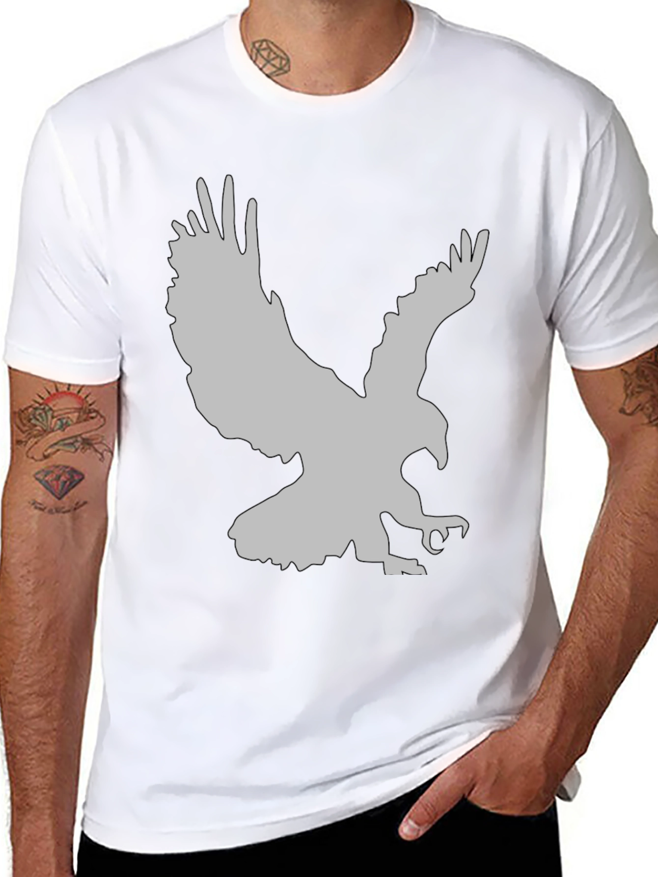 Eagle Graphic Print Black T-Shirt