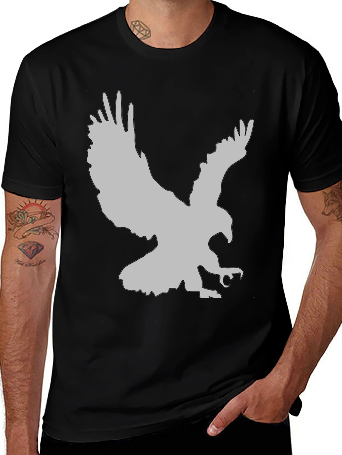 Eagle Graphic Print Black T-Shirt