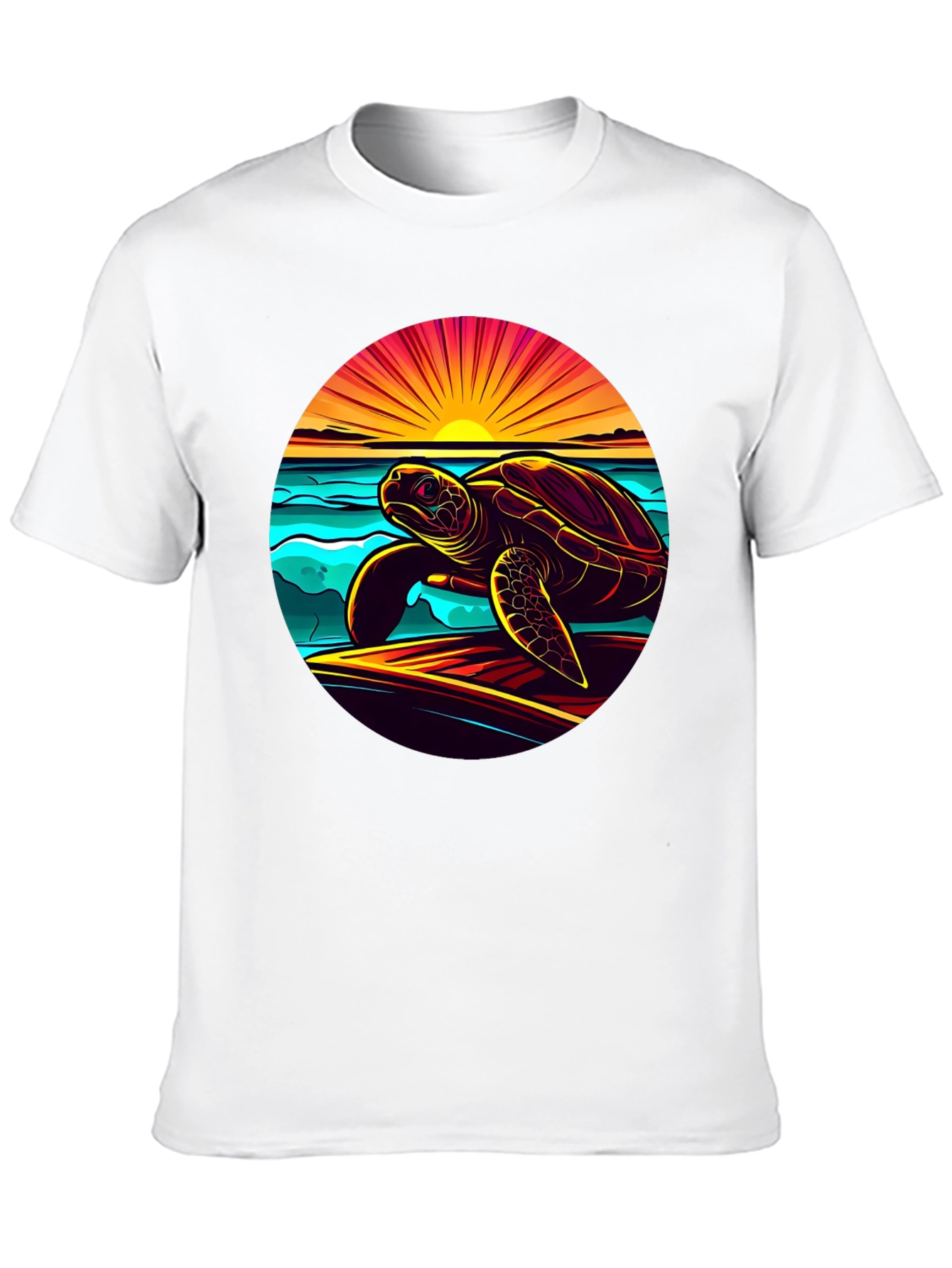Sunset Turtle Graphic Tee - Beach Style
