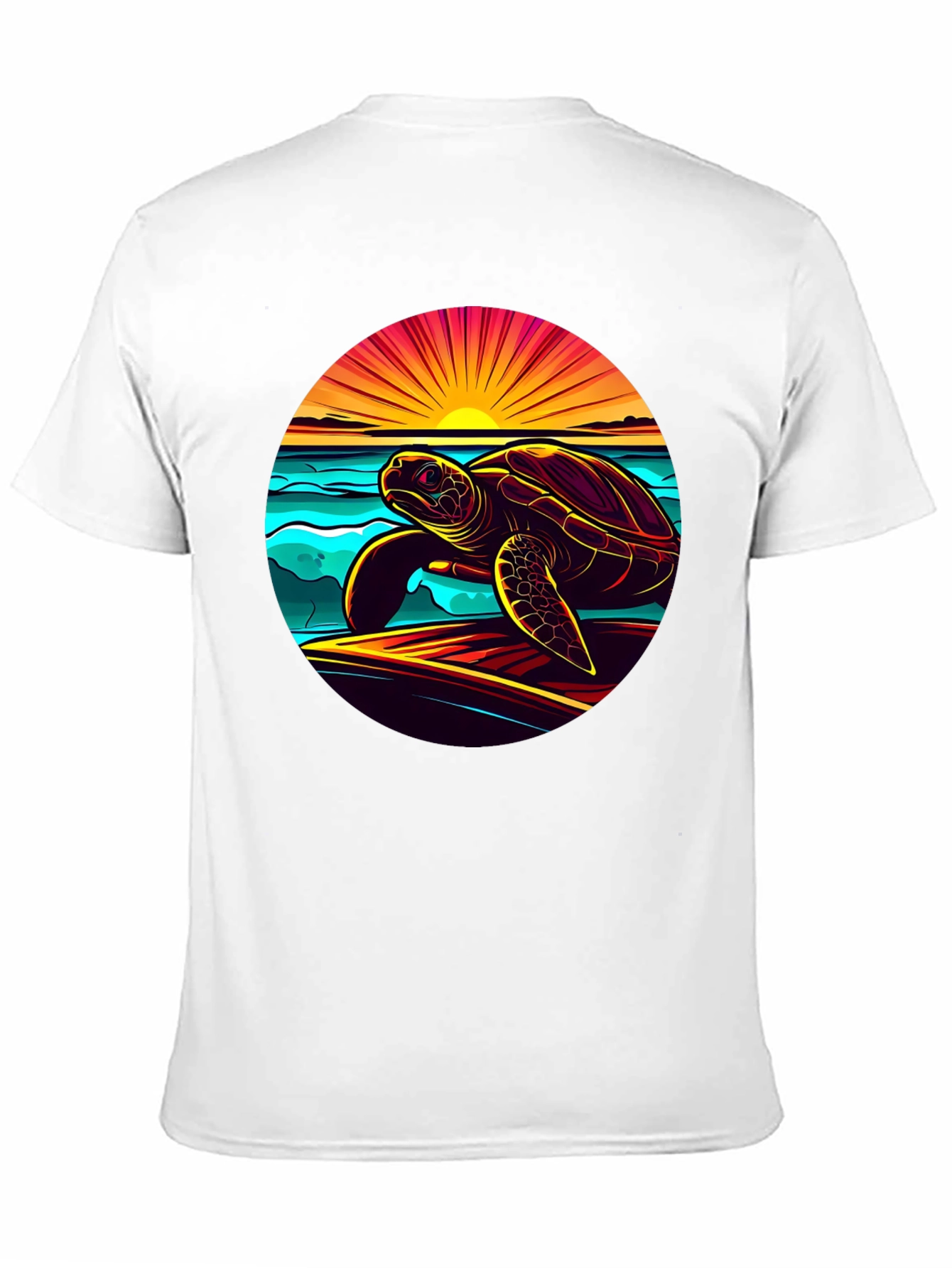 Sunset Turtle Graphic Tee - Beach Style
