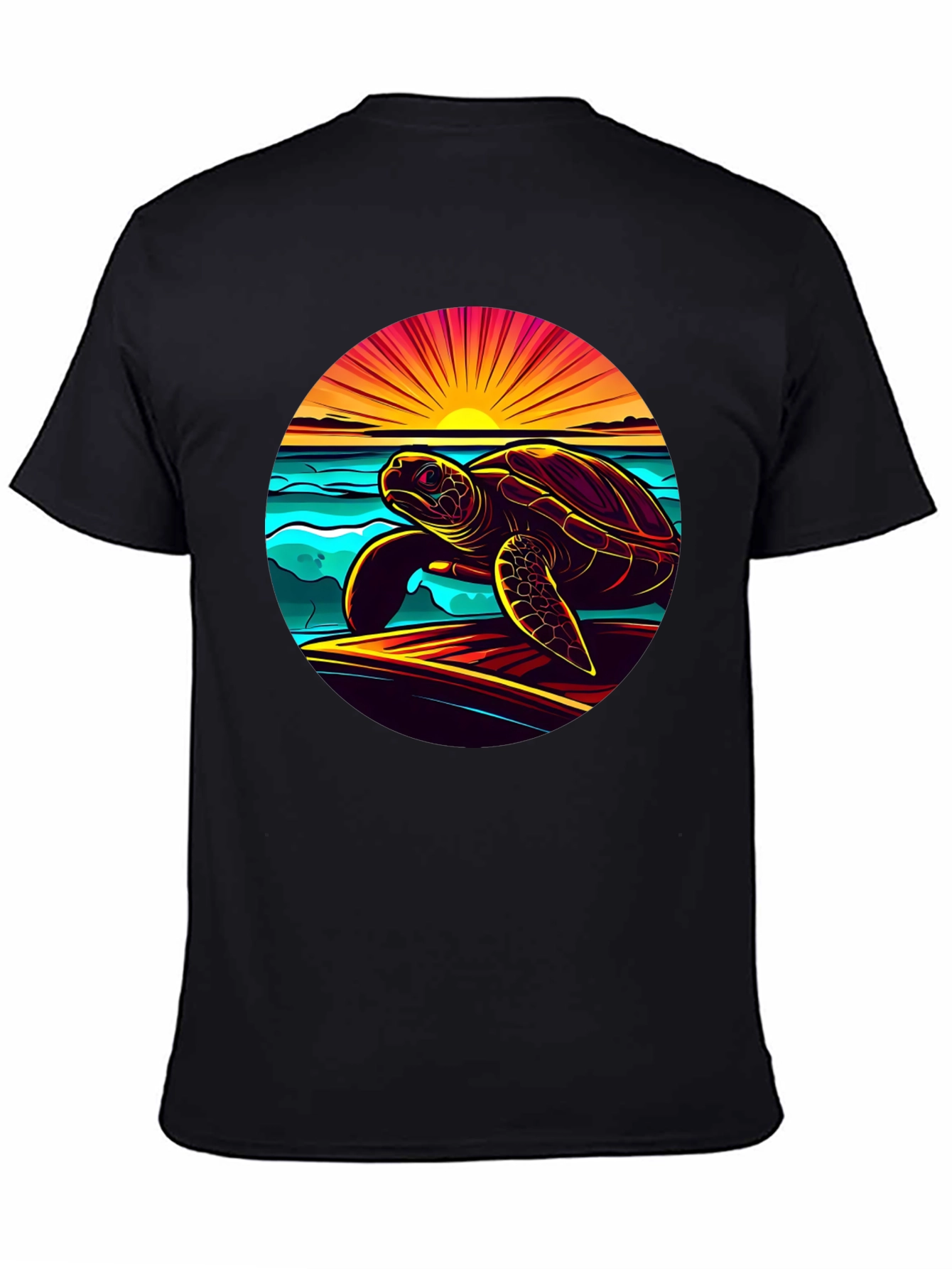 Sunset Turtle Graphic Tee - Beach Style