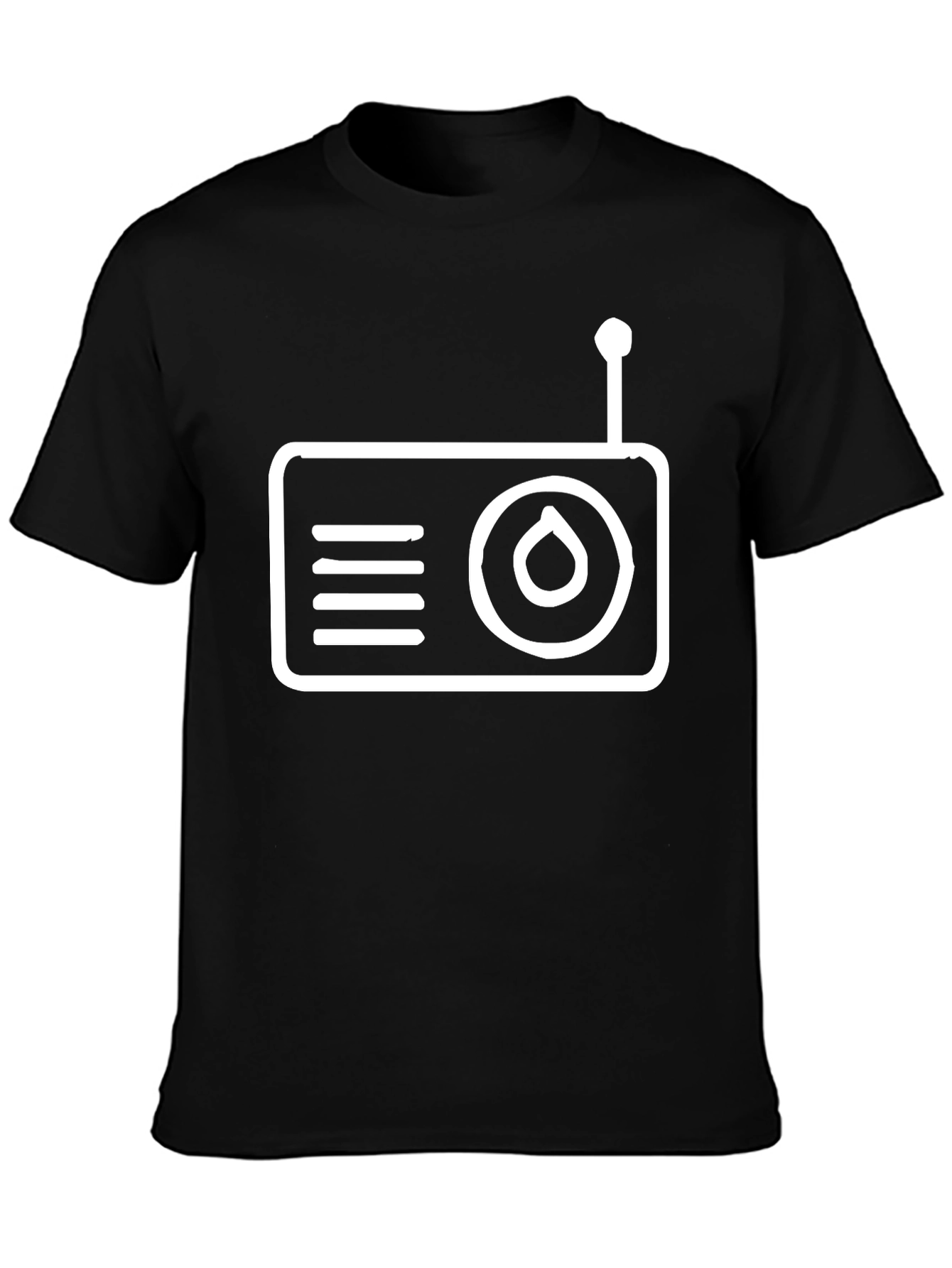 Retro Radio Graphic Tee - Black Cotton T-Shirt