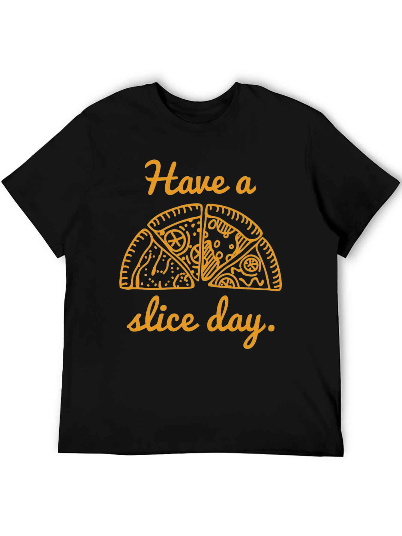 Pizza Slice Day Graphic Tee - Casual Black T-Shirt