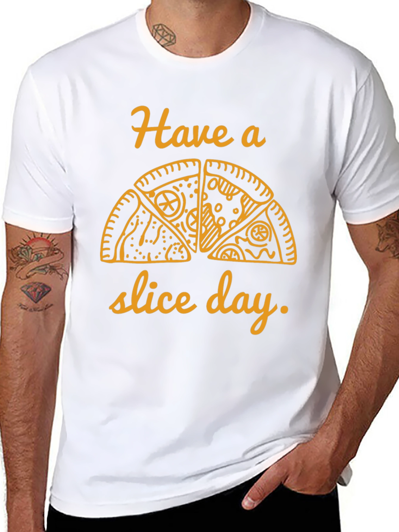 Pizza Slice Day Graphic Tee - Casual Black T-Shirt
