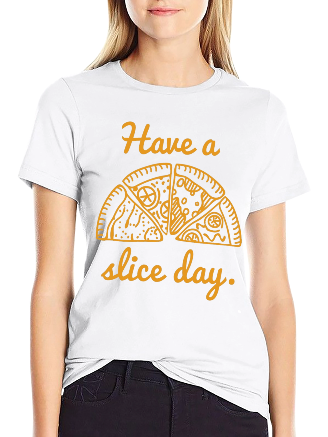 Pizza Slice Day Graphic Tee - Casual Black T-Shirt