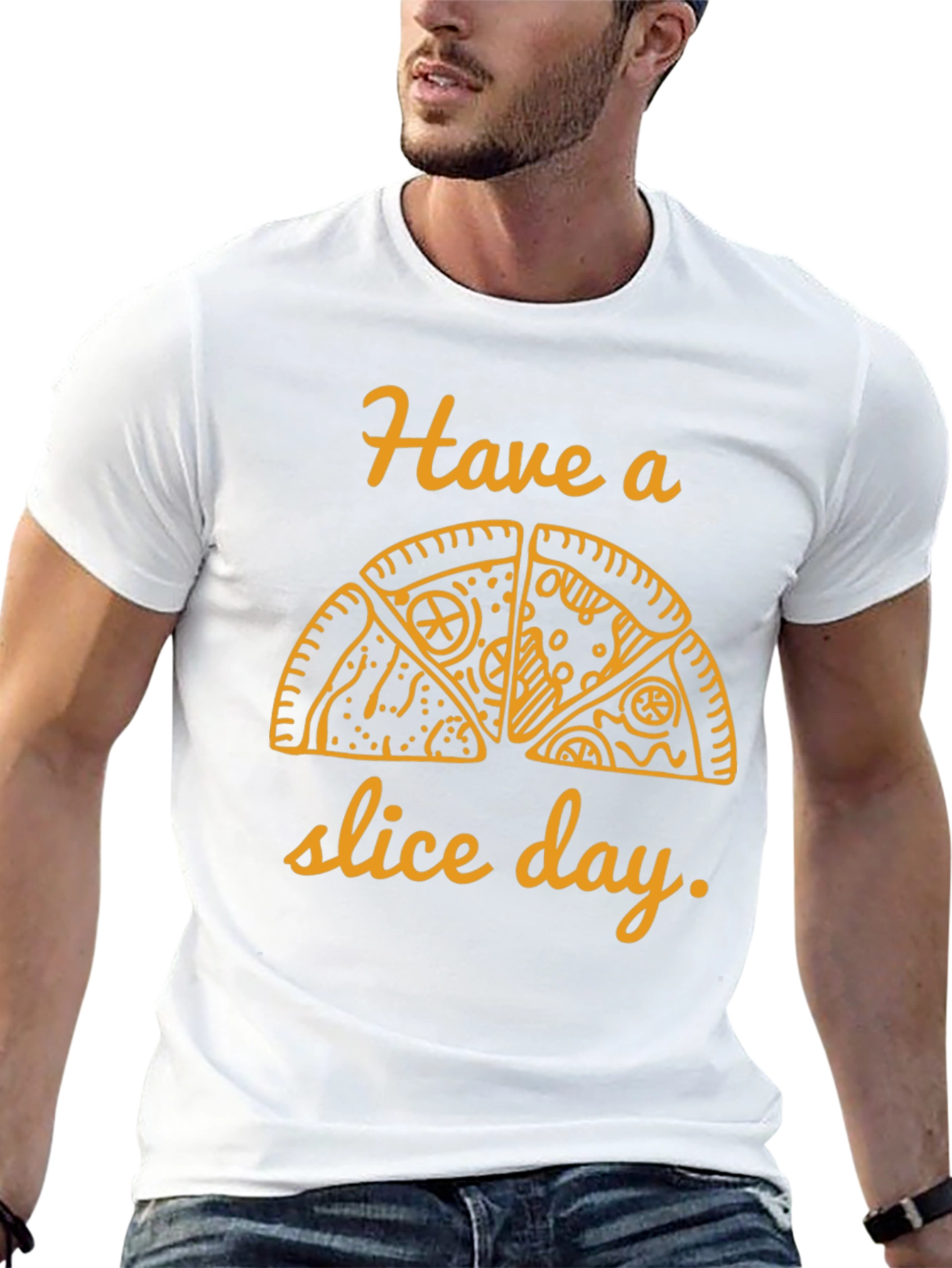 Pizza Slice Day Graphic Tee - Casual Black T-Shirt