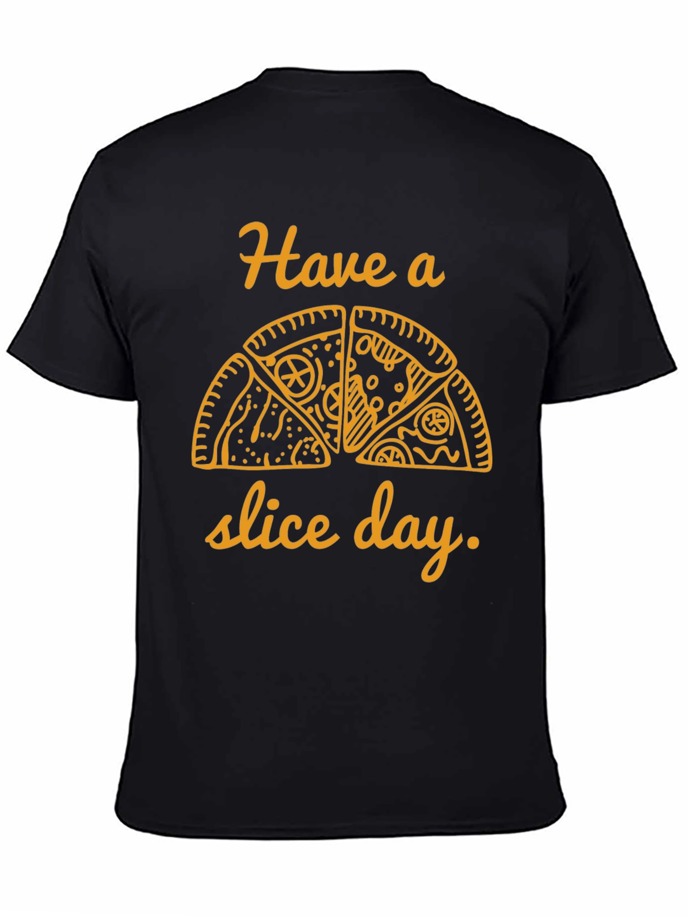 Pizza Slice Day Graphic Tee - Casual Black T-Shirt