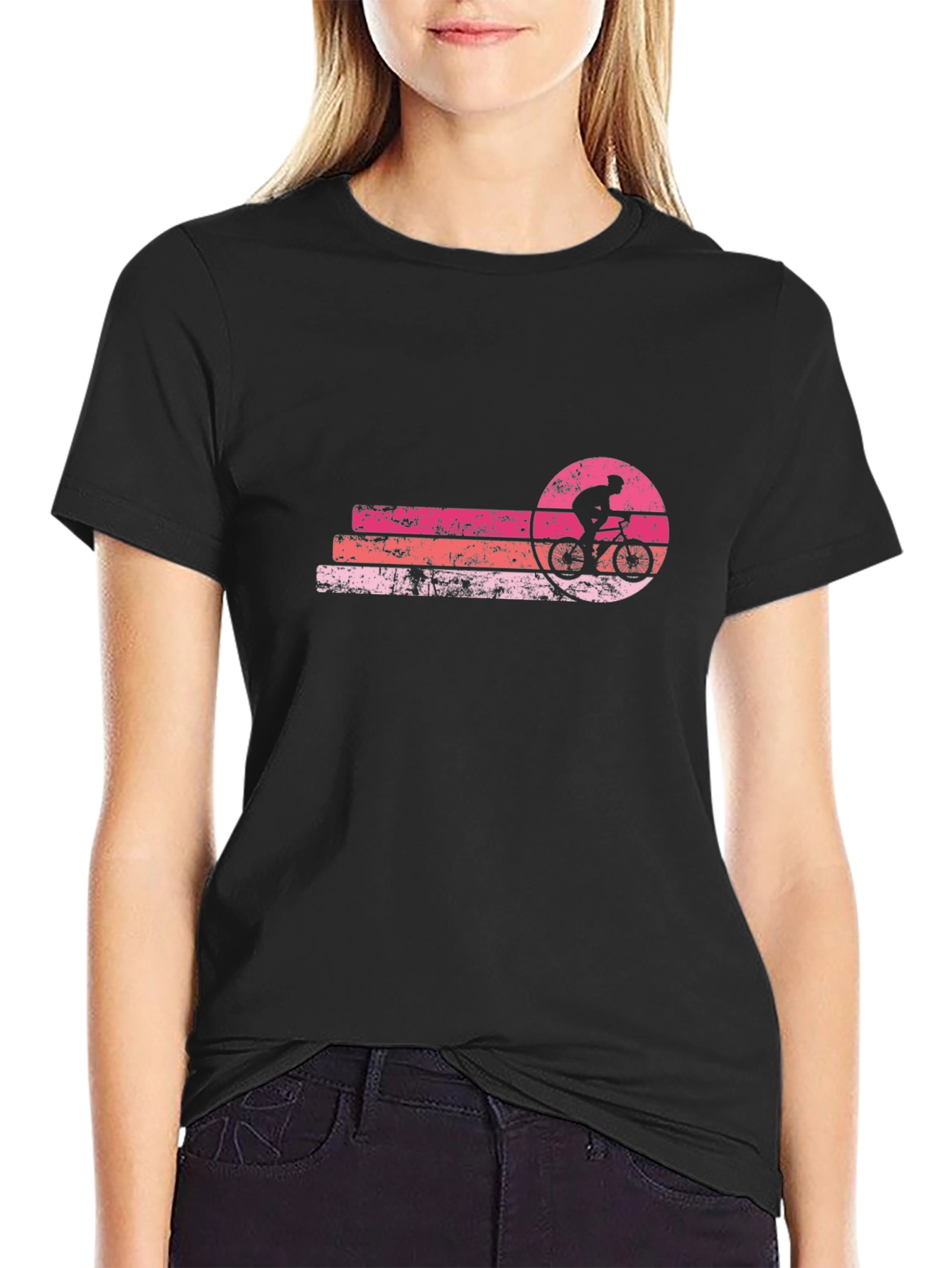 Retro Biker Graphic Tee - Black Cotton