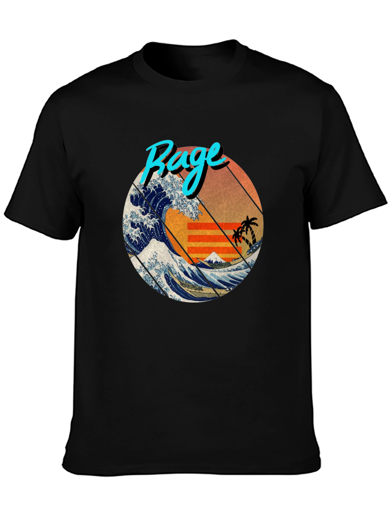 Retro Rage Wave Graphic Tee - Black