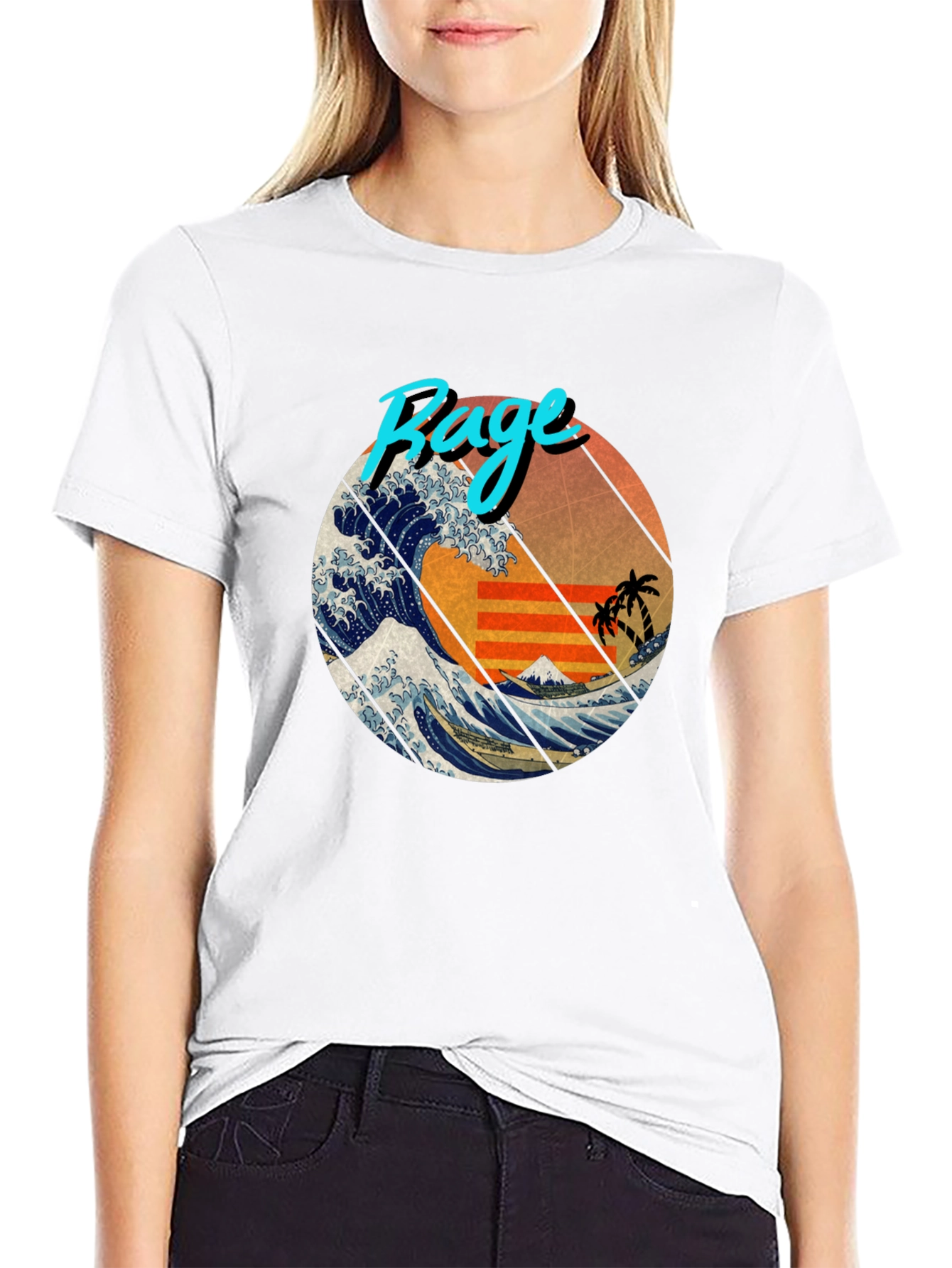Retro Rage Wave Graphic Tee - Black