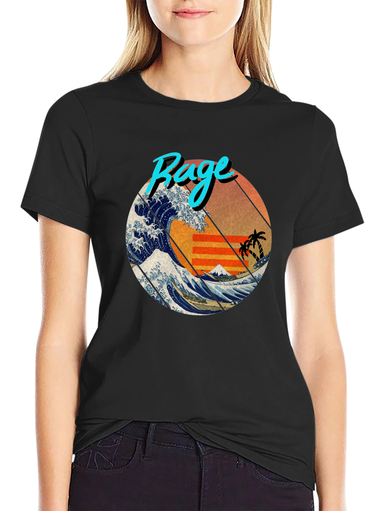 Retro Rage Wave Graphic Tee - Black