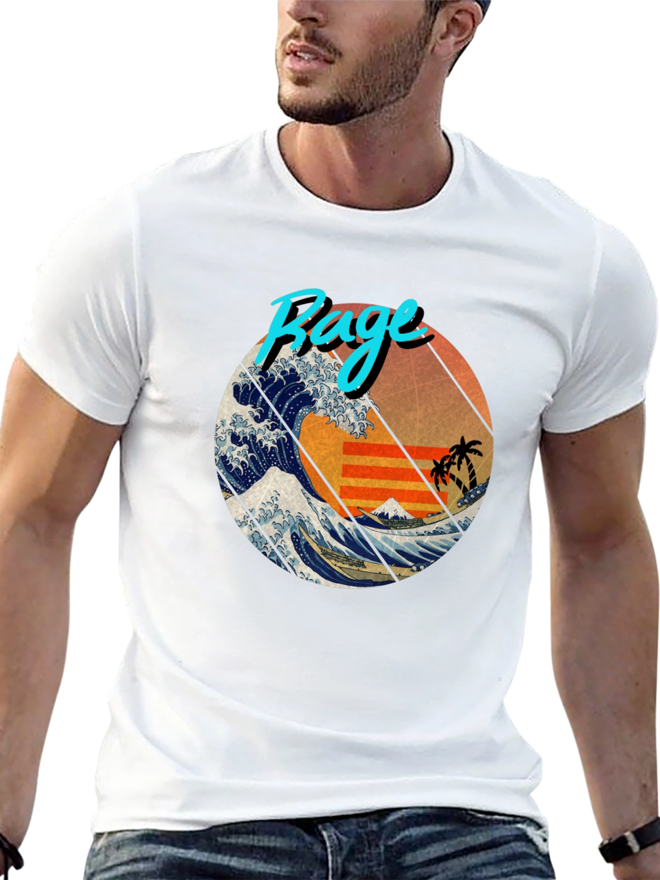 Retro Rage Wave Graphic Tee - Black