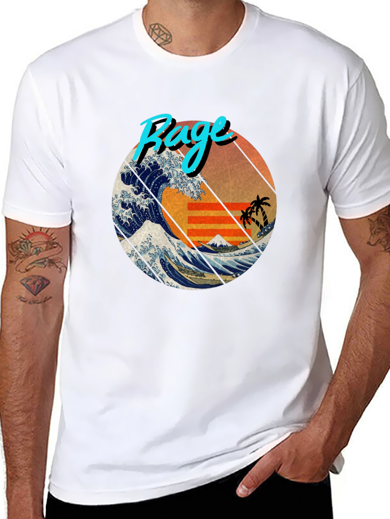Retro Rage Wave Graphic Tee - Black