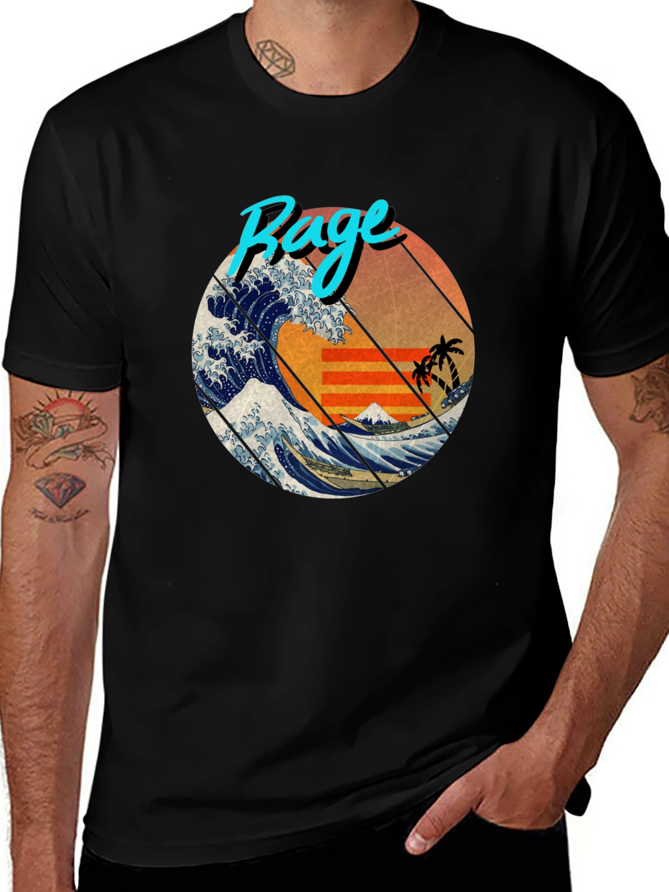 Retro Rage Wave Graphic Tee - Black