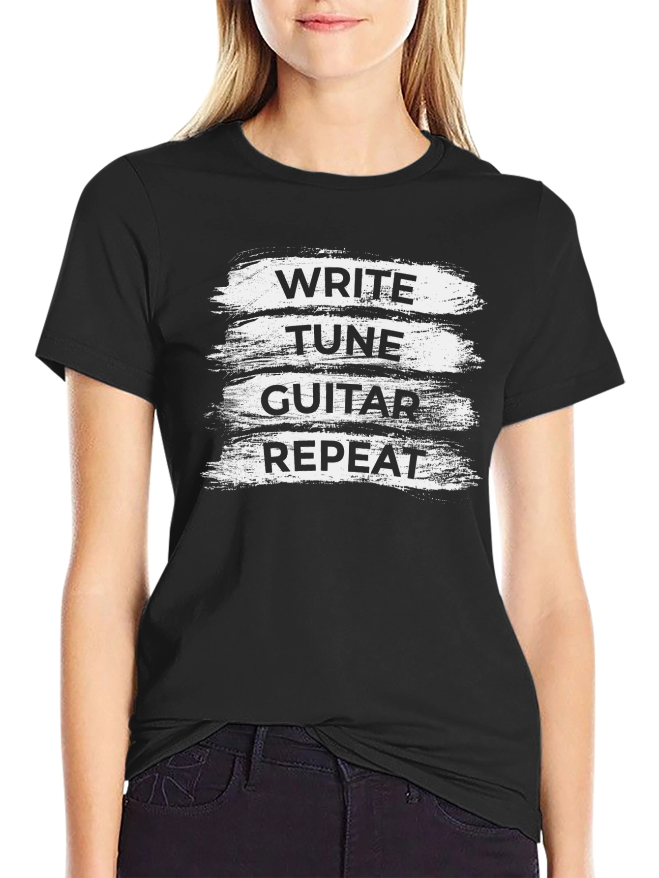Write Tune Guitar Repeat Black T-Shirt