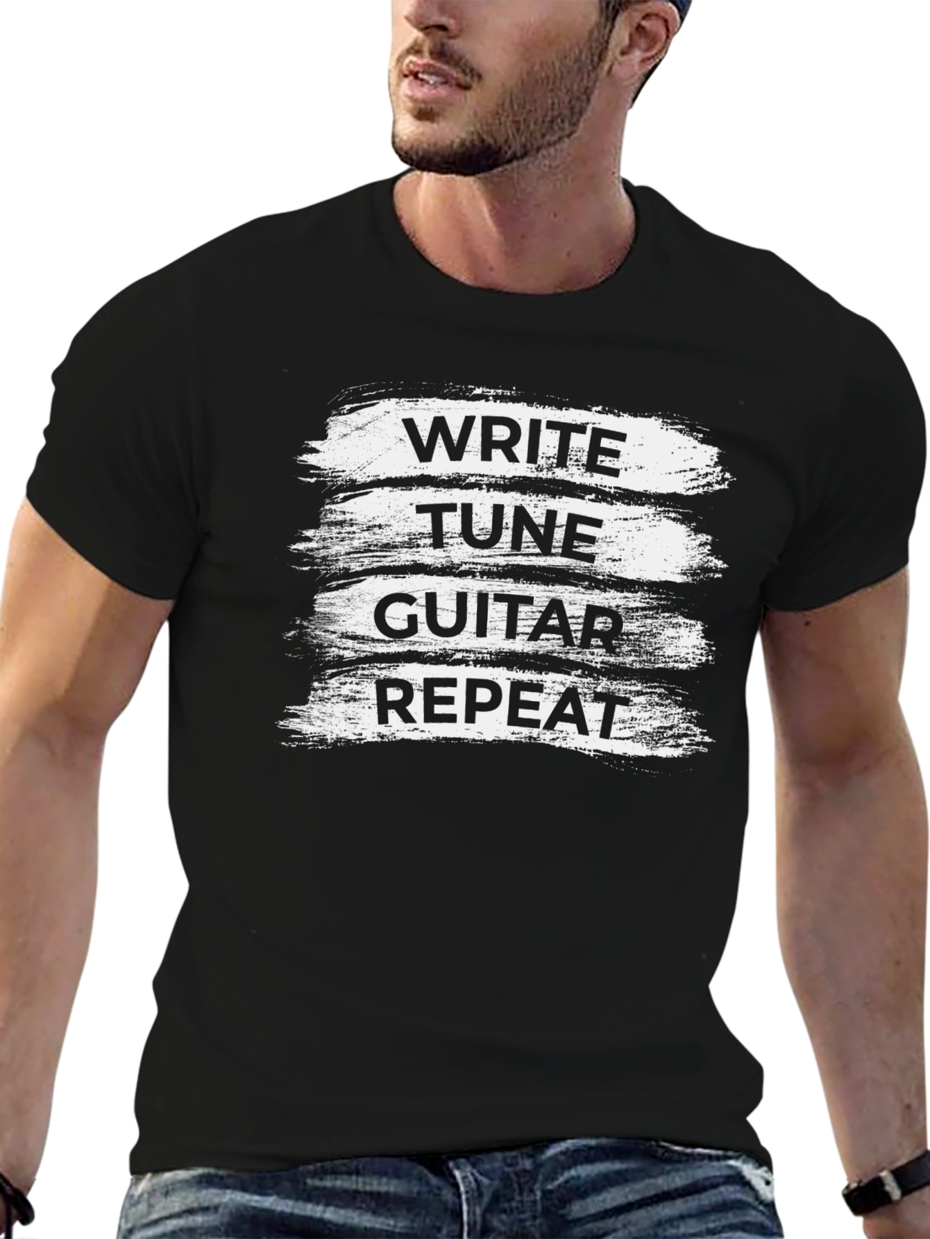 Write Tune Guitar Repeat Black T-Shirt