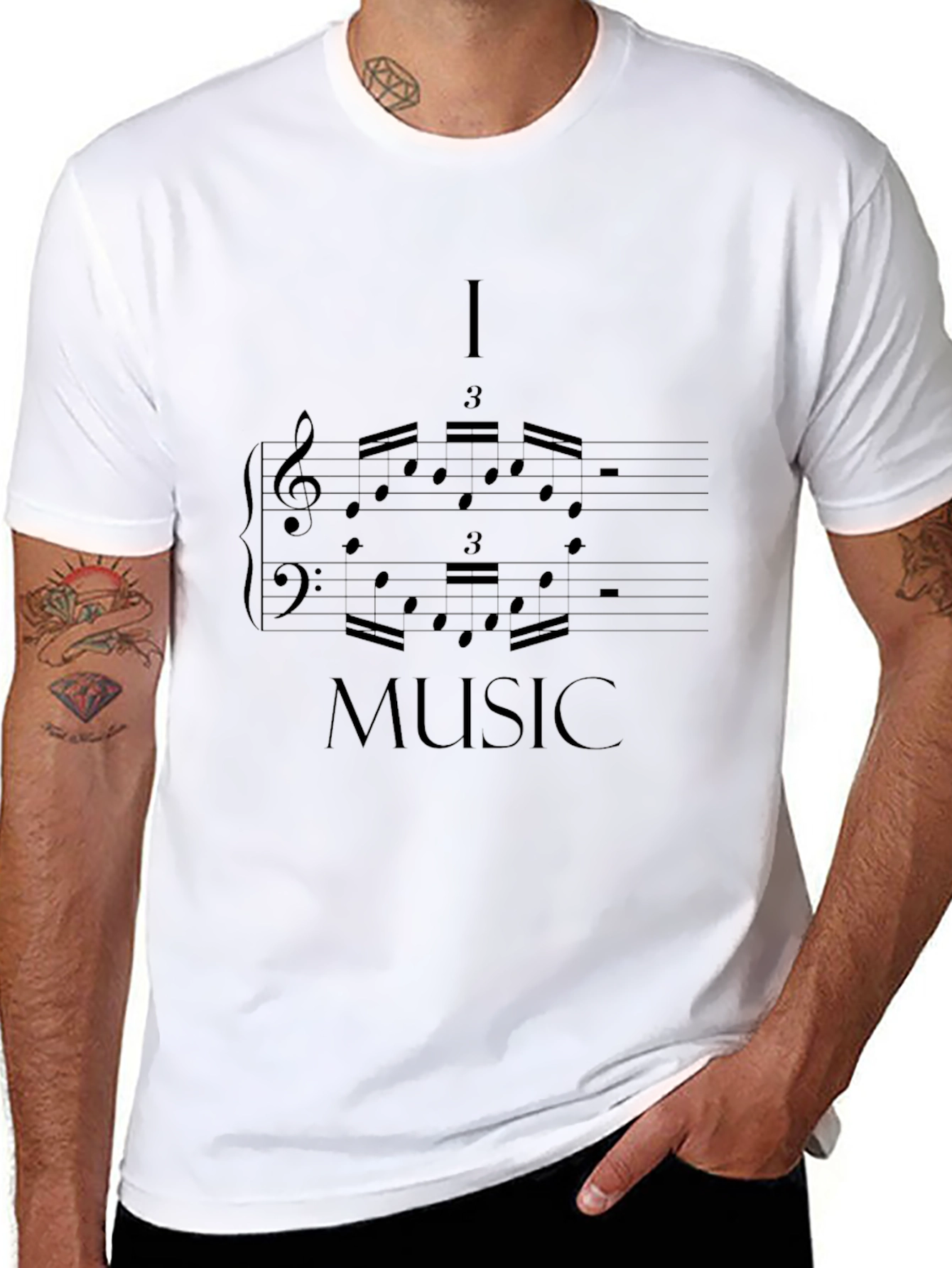 I Love Music Graphic Tee - Black Cotton T-Shirt
