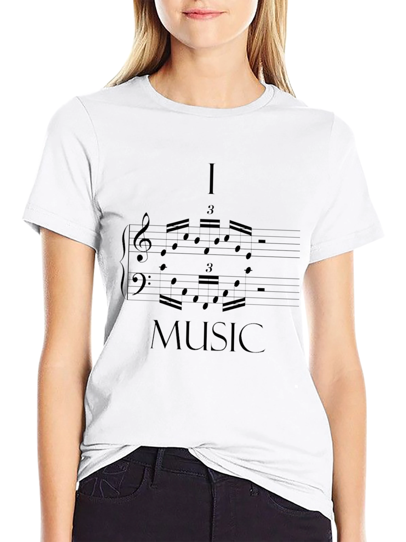 I Love Music Graphic Tee - Black Cotton T-Shirt