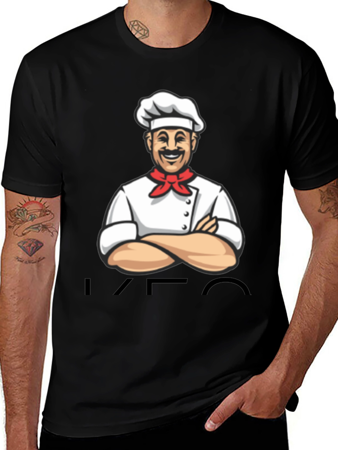 Chef Cartoon Graphic T-Shirt - Black