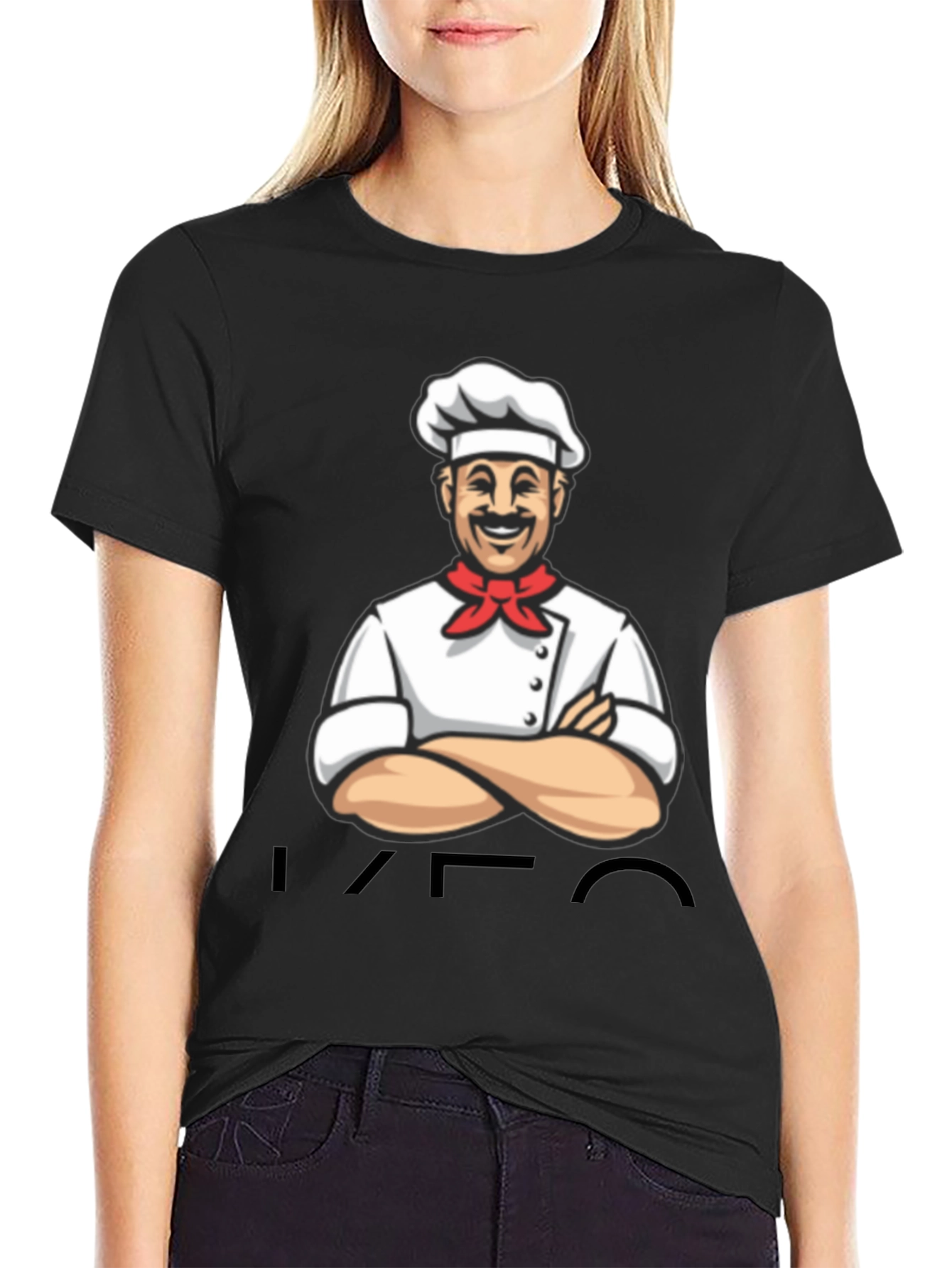 Chef Cartoon Graphic T-Shirt - Black