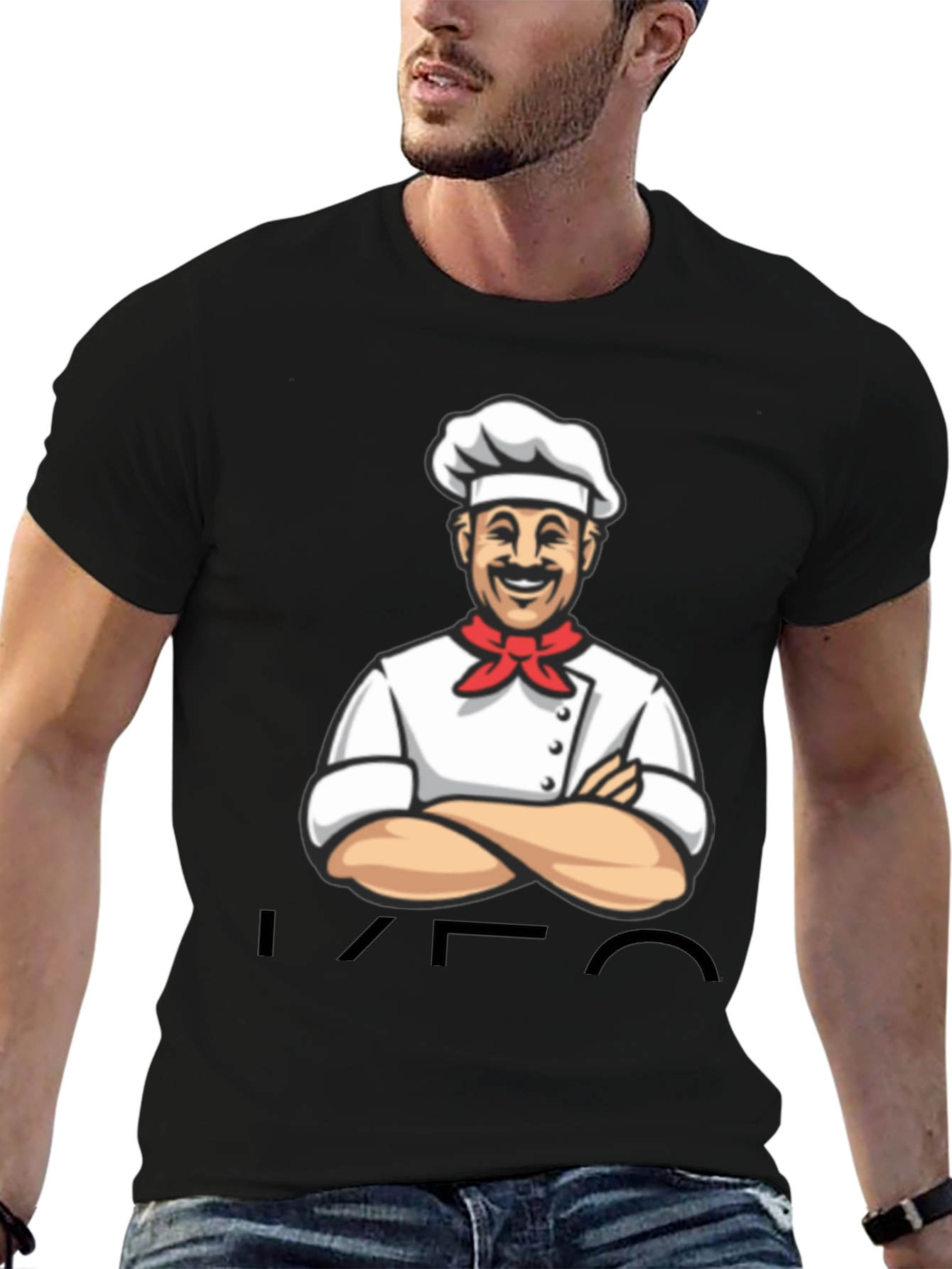 Chef Cartoon Graphic T-Shirt - Black