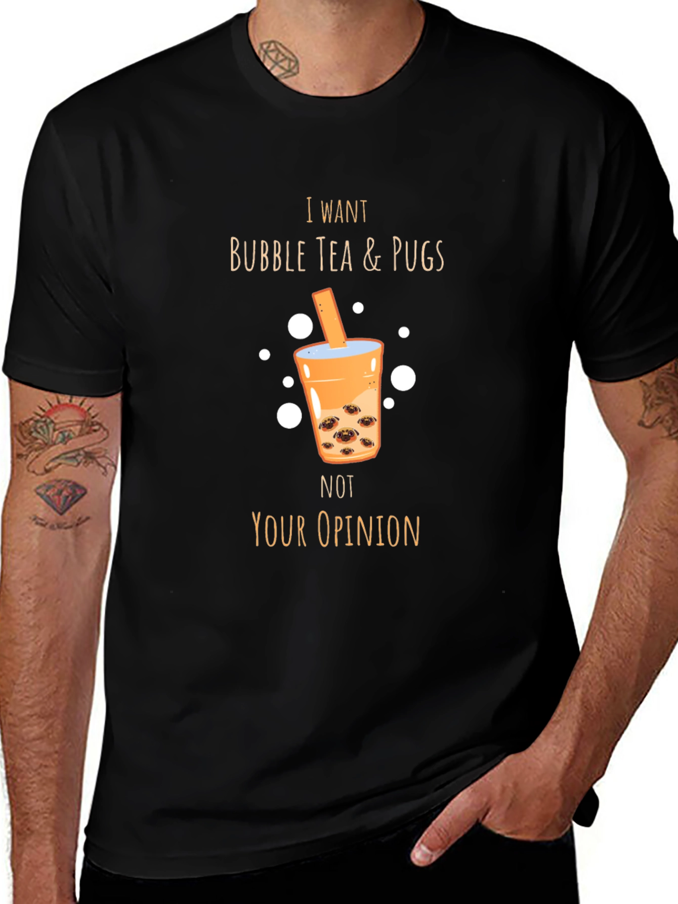 Bubble Tea & Pugs Graphic T-Shirt - Unisex