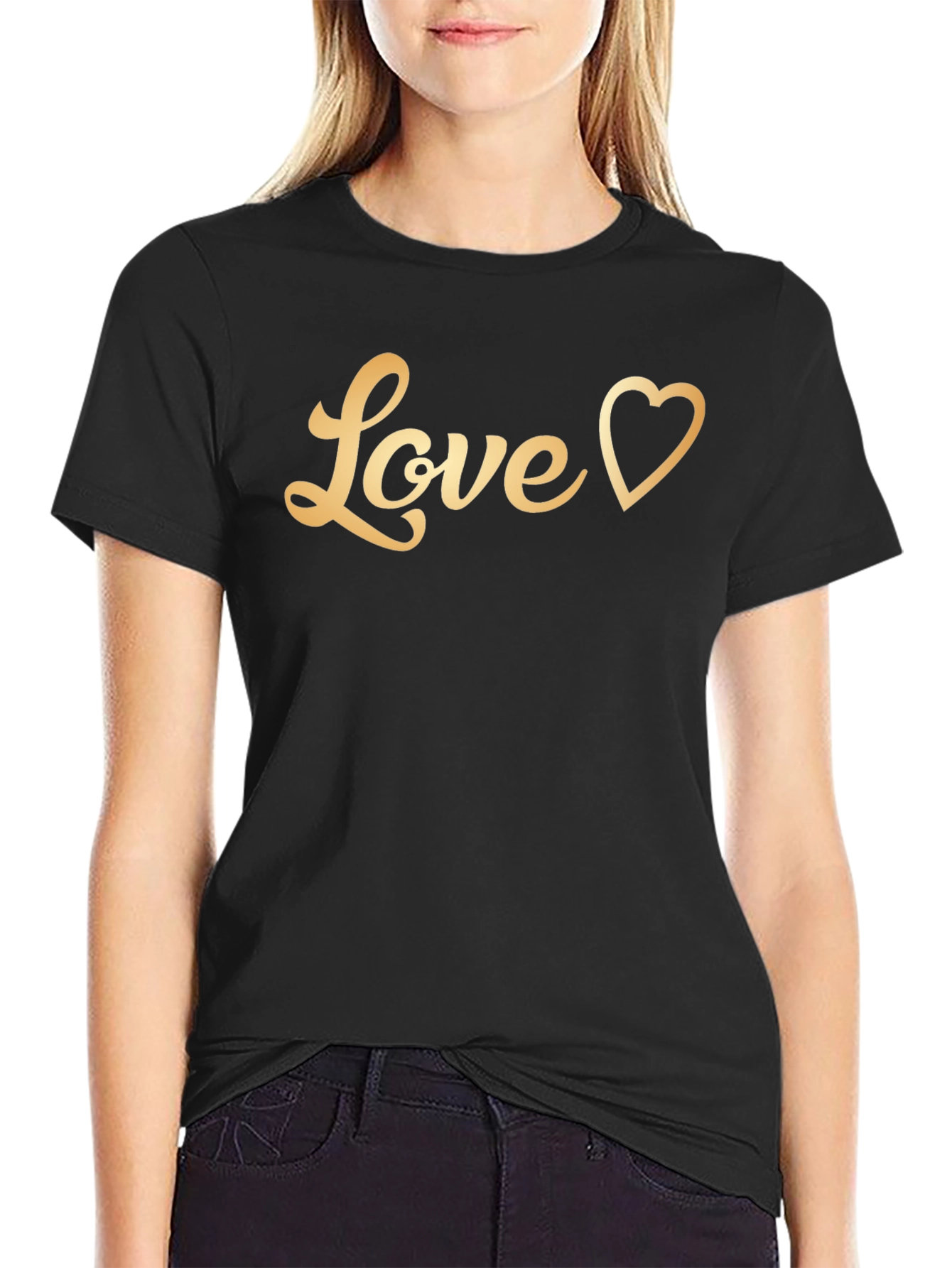 Love Heart Graphic T-Shirt - Black