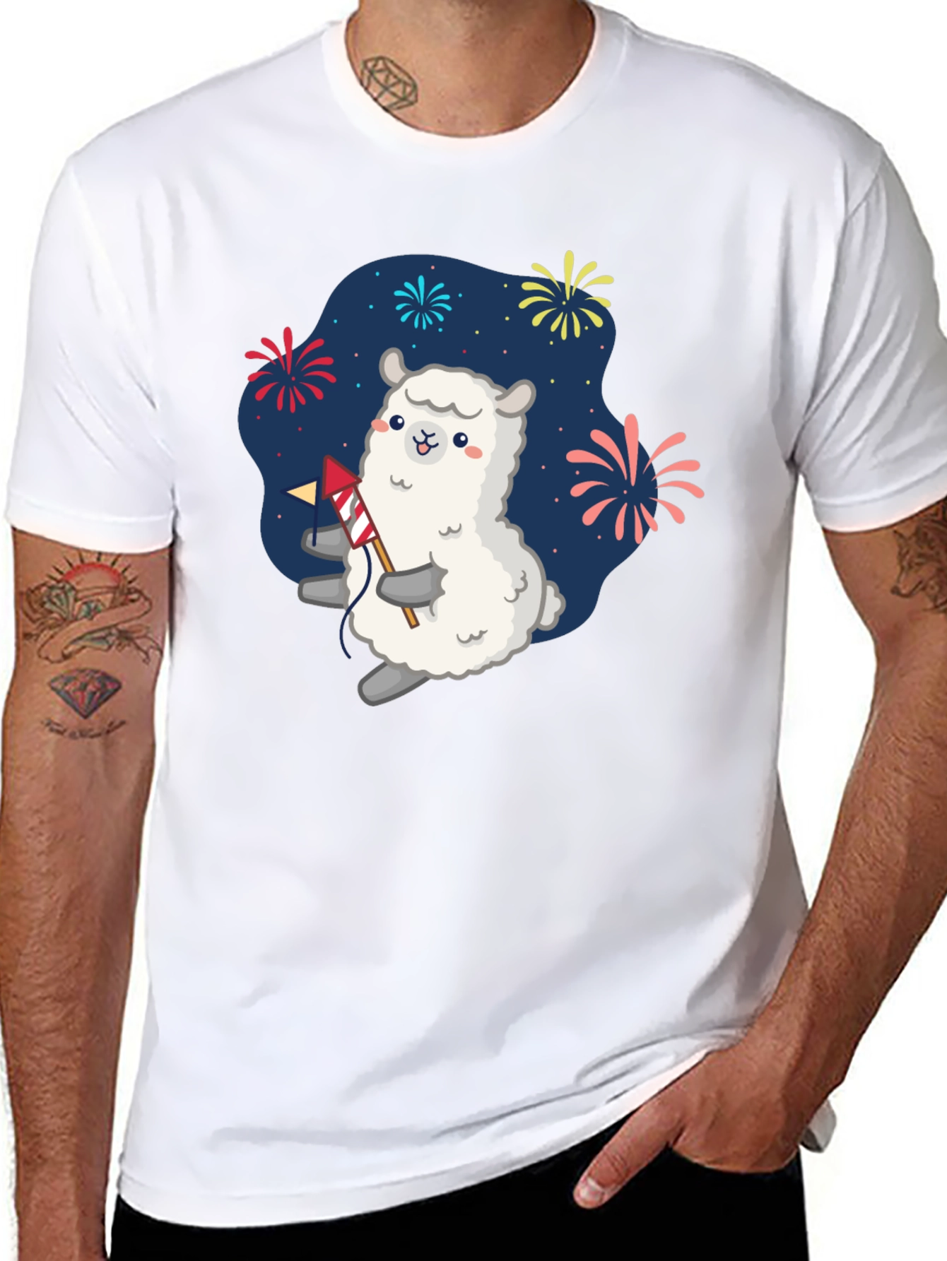 Llama Fireworks T-Shirt - Celebration Tee