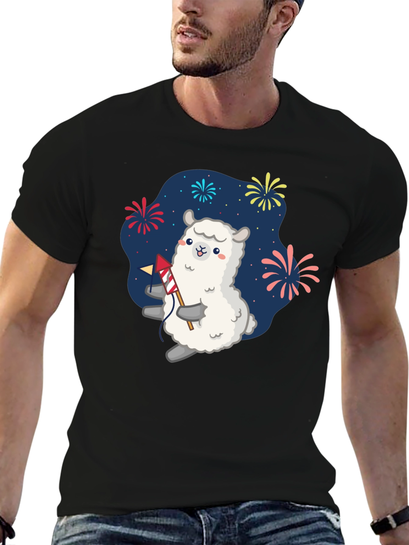 Llama Fireworks T-Shirt - Celebration Tee