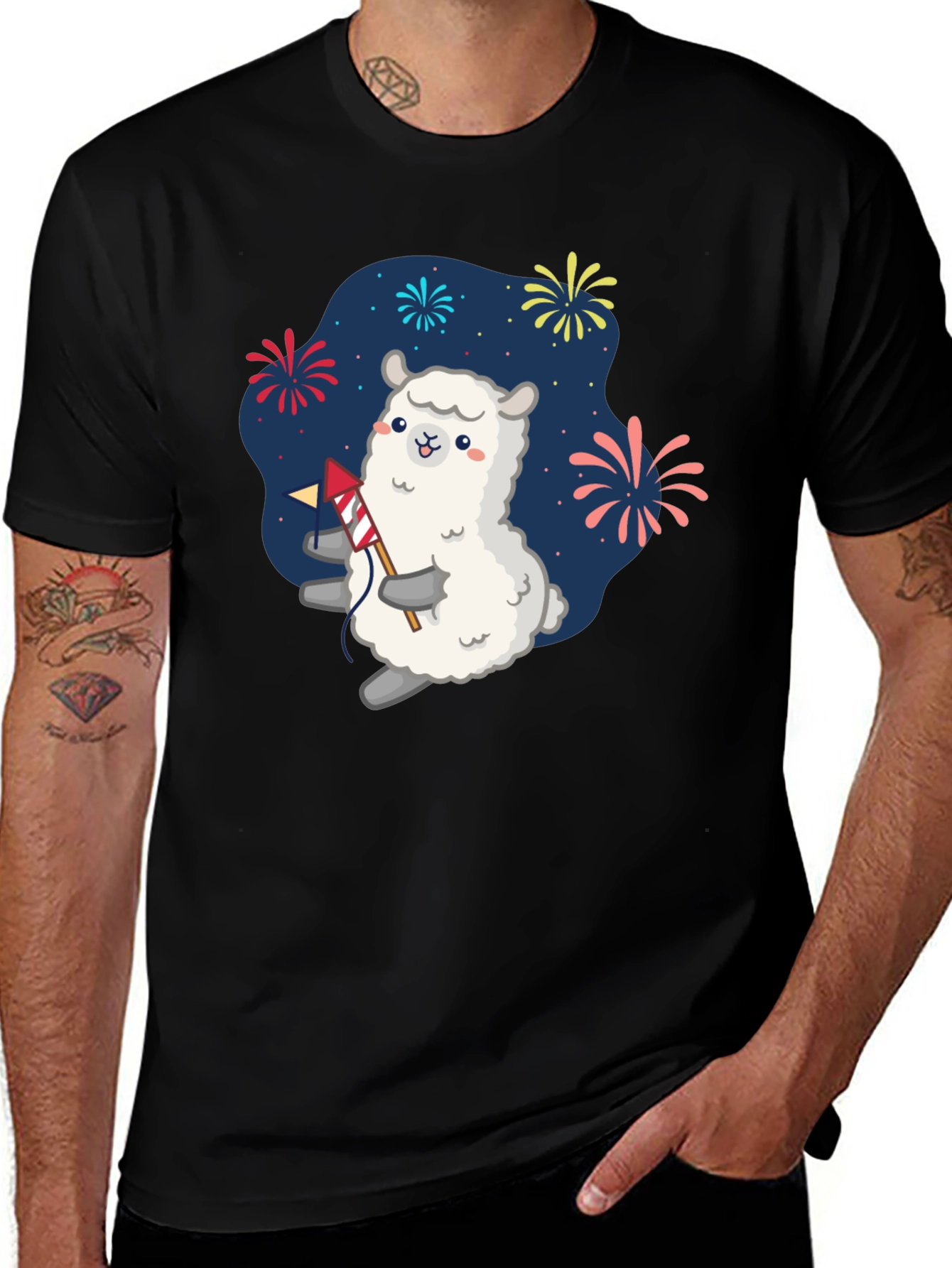 Llama Fireworks T-Shirt - Celebration Tee