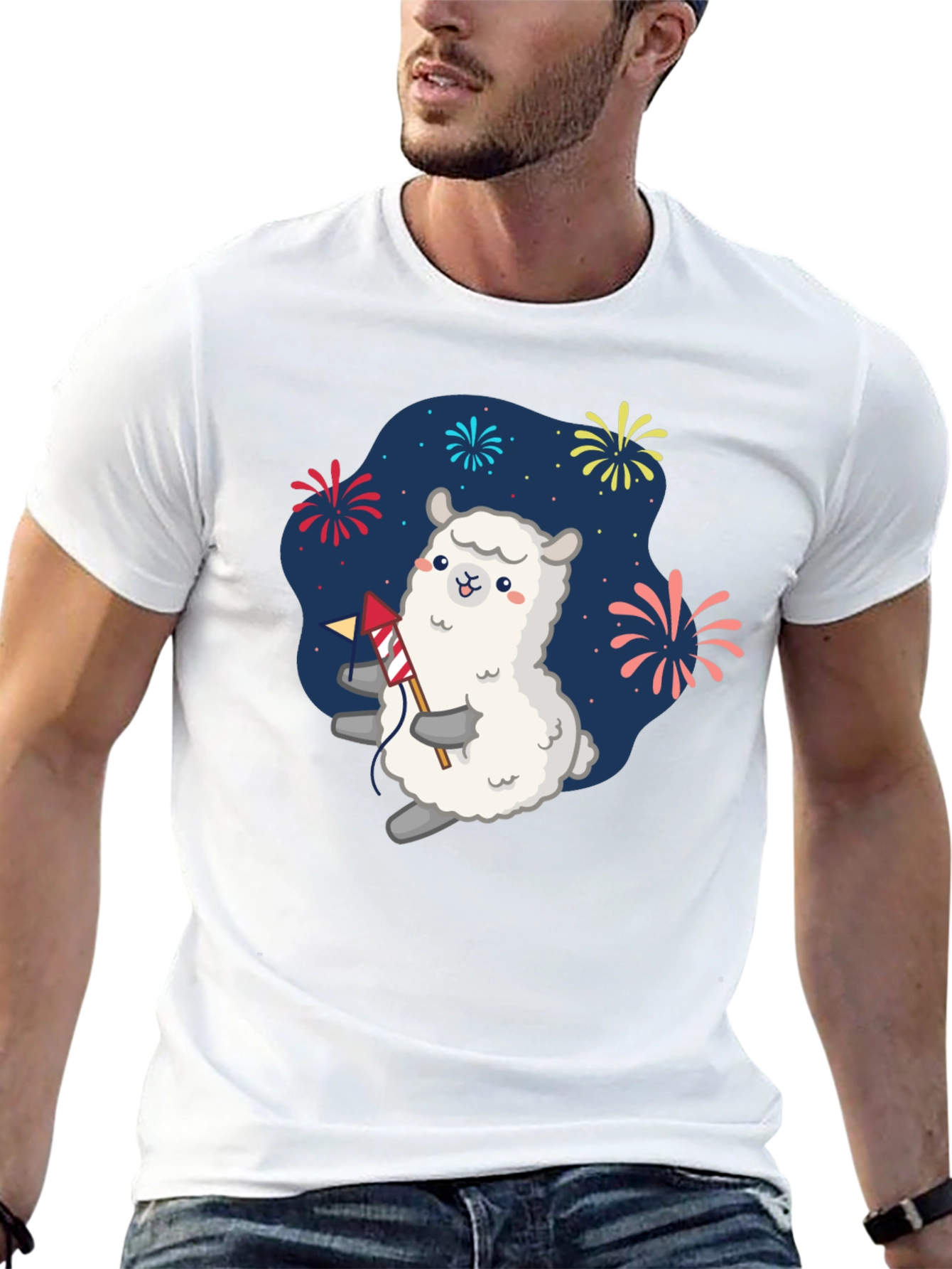 Llama Fireworks T-Shirt - Celebration Tee