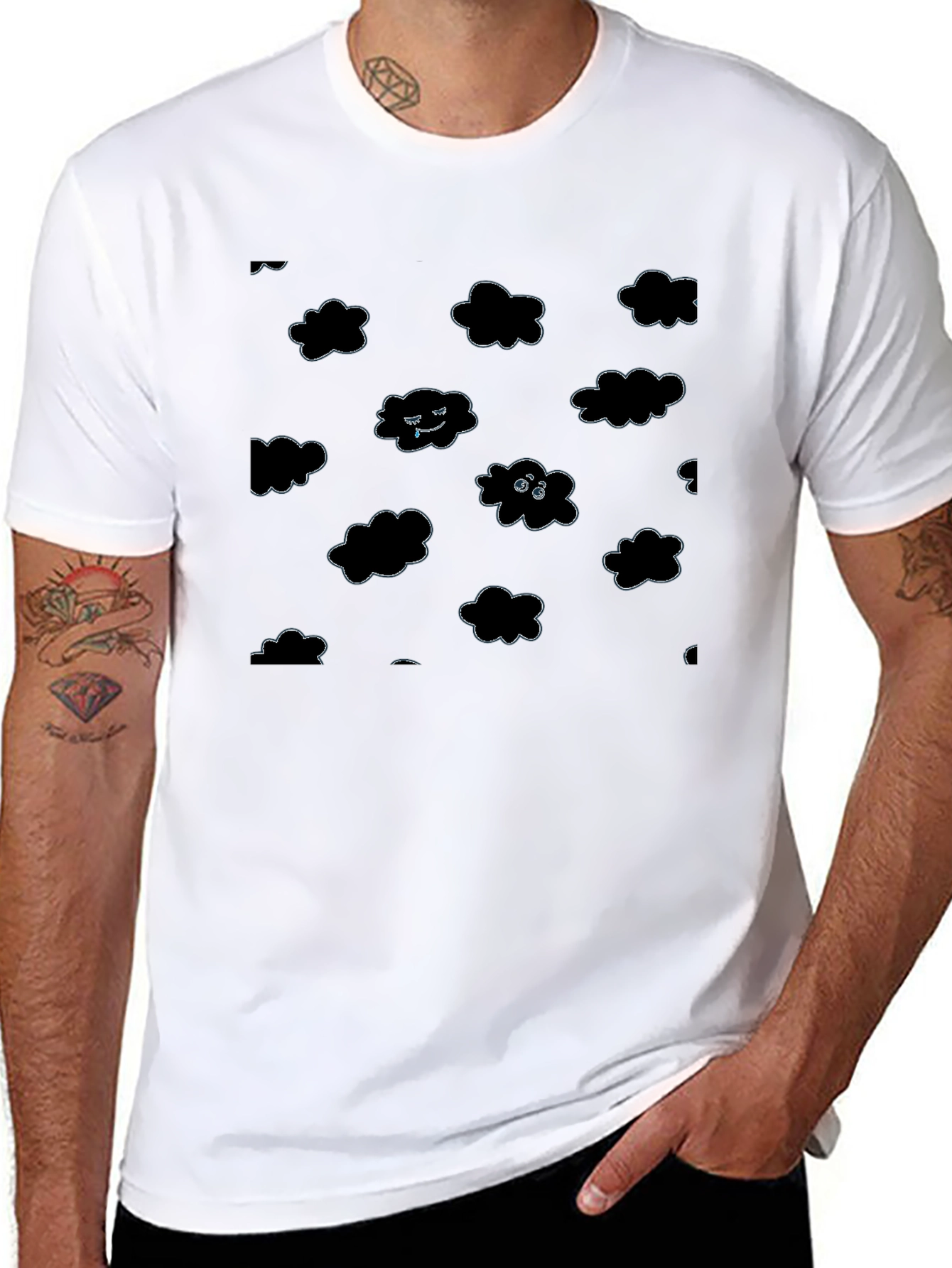 Cloudy Mood T-Shirt - Black Cotton Tee
