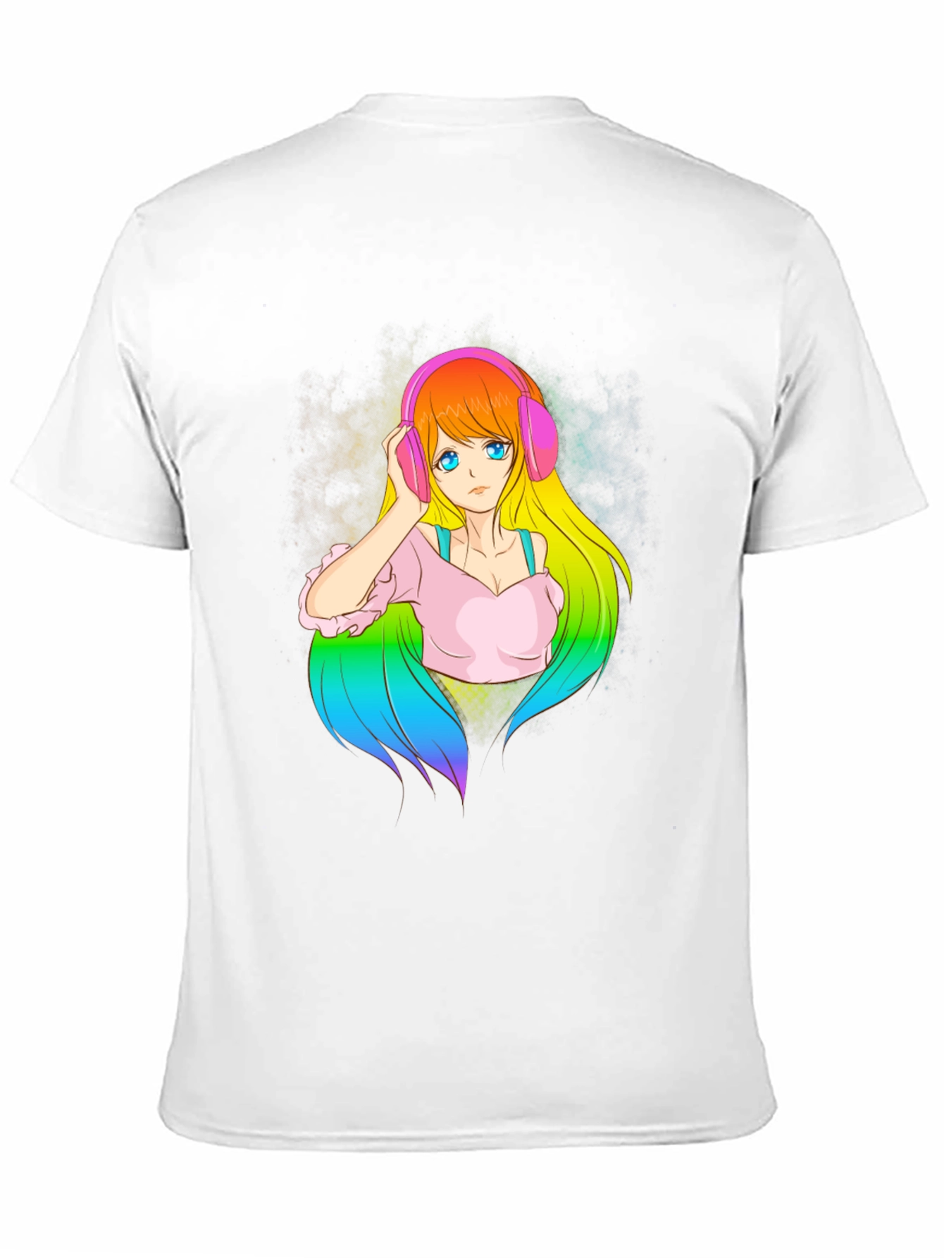 Anime Girl with Headphones Graphic T-Shirt