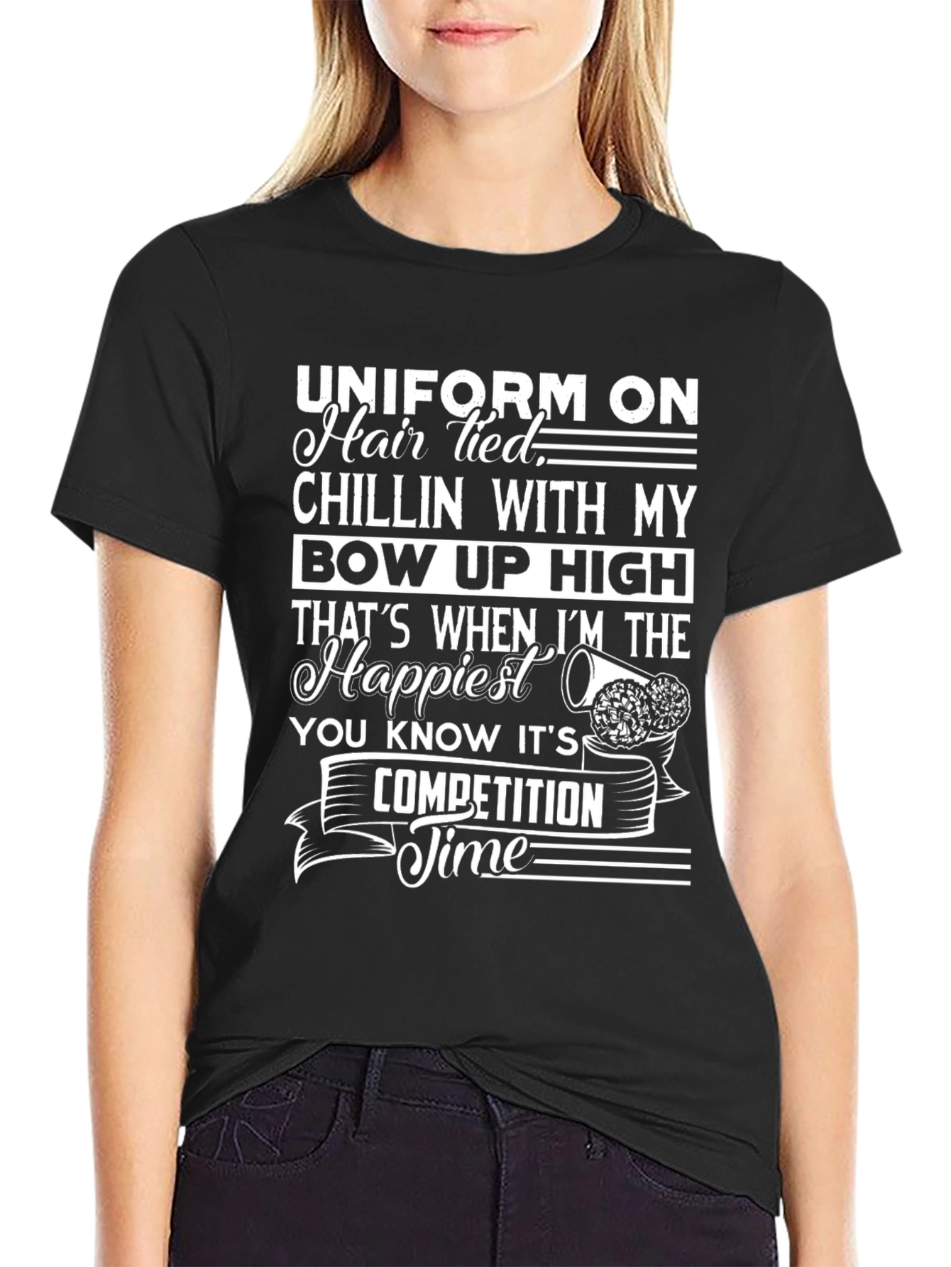 Cheer Competition T-Shirt - Hair Tied Bow Up High