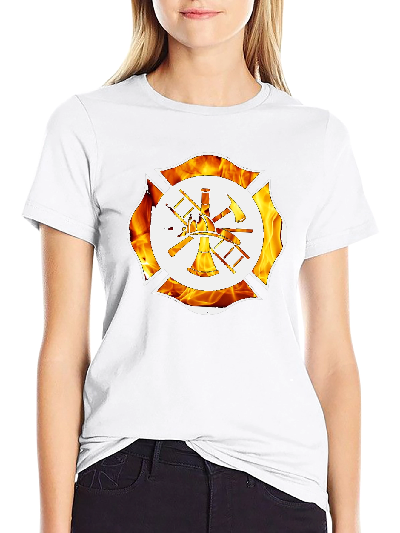 Firefighter Maltese Cross Graphic T-Shirt