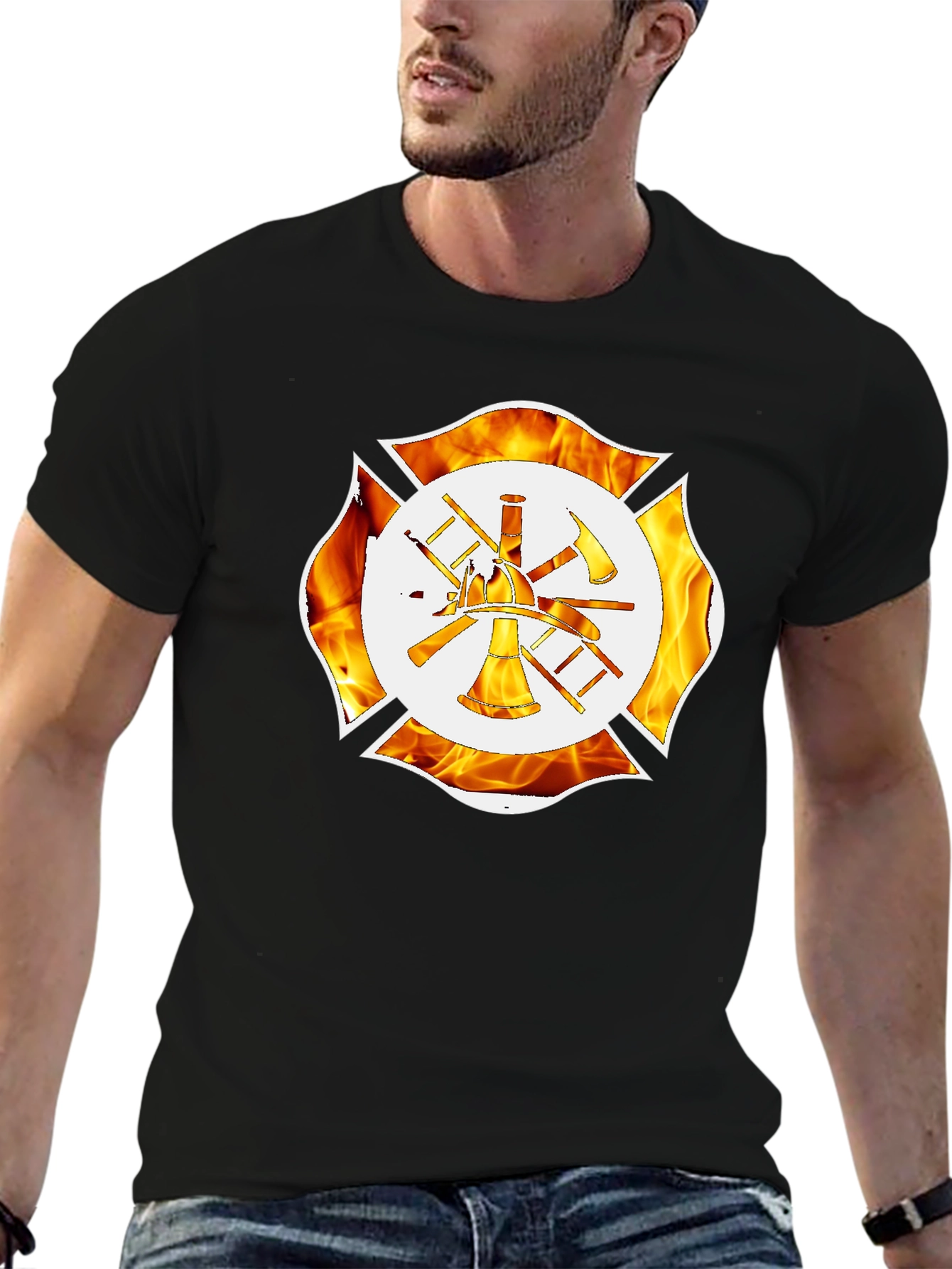 Firefighter Maltese Cross Graphic T-Shirt