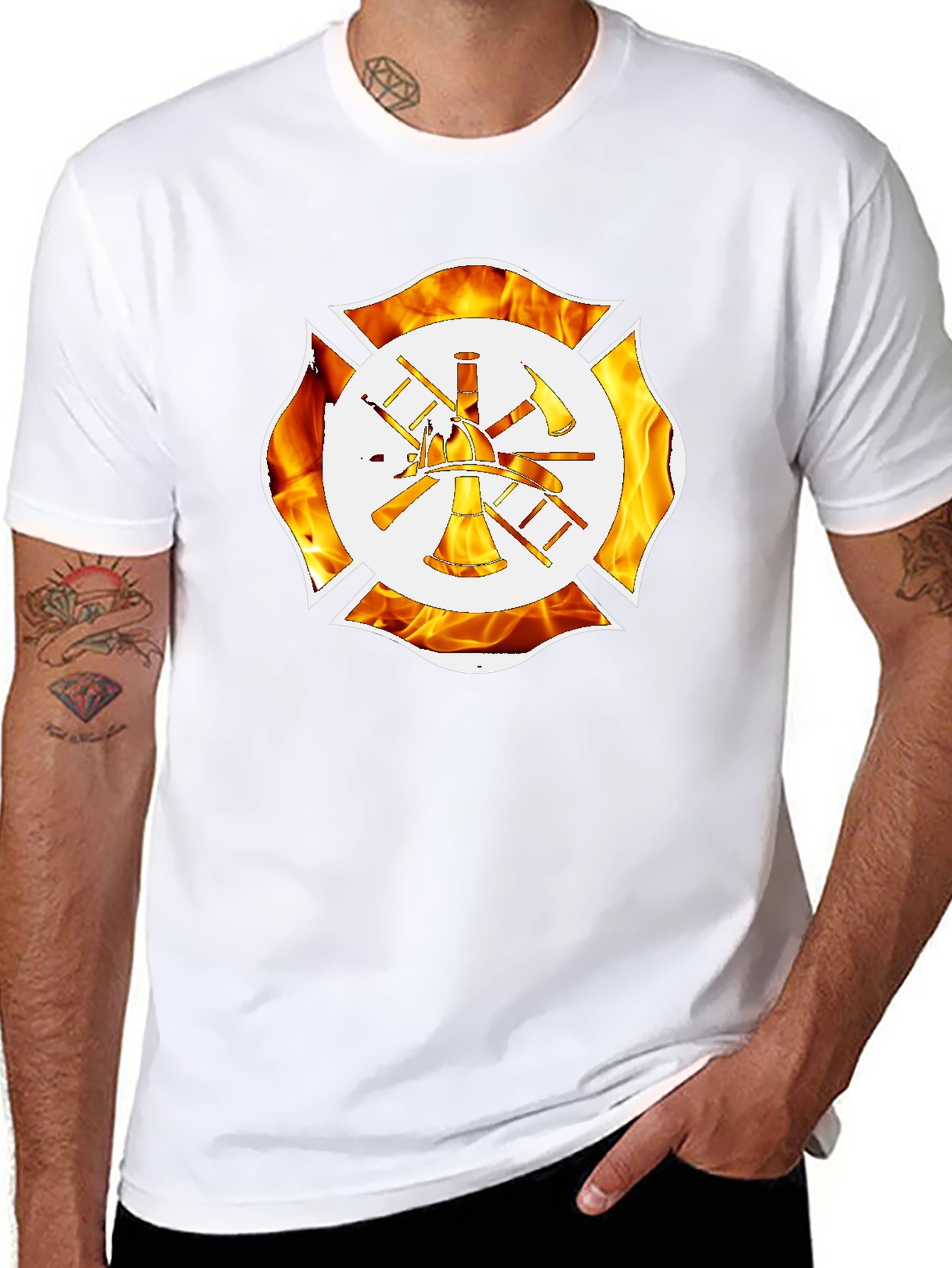 Firefighter Maltese Cross Graphic T-Shirt