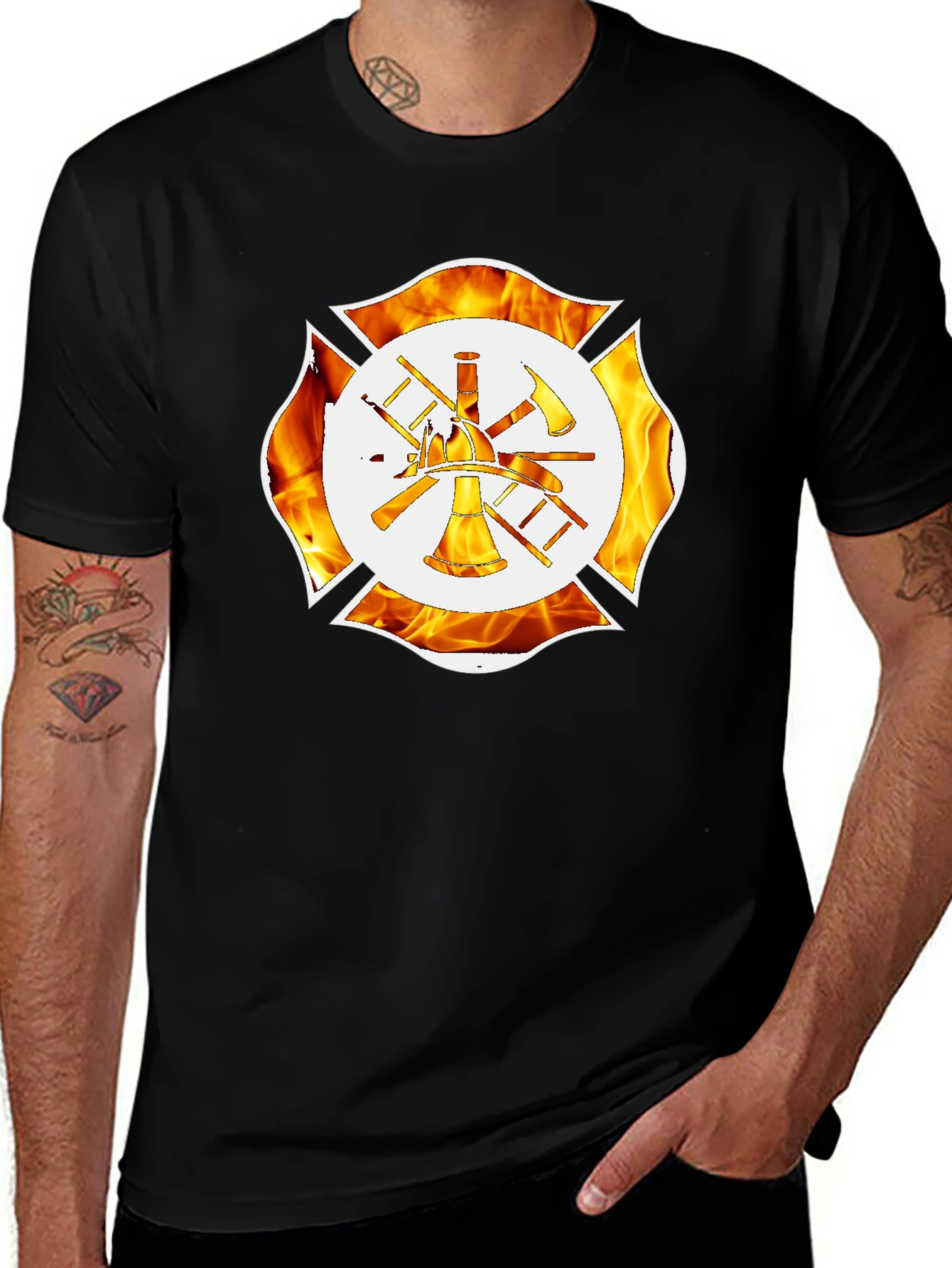 Firefighter Maltese Cross Graphic T-Shirt