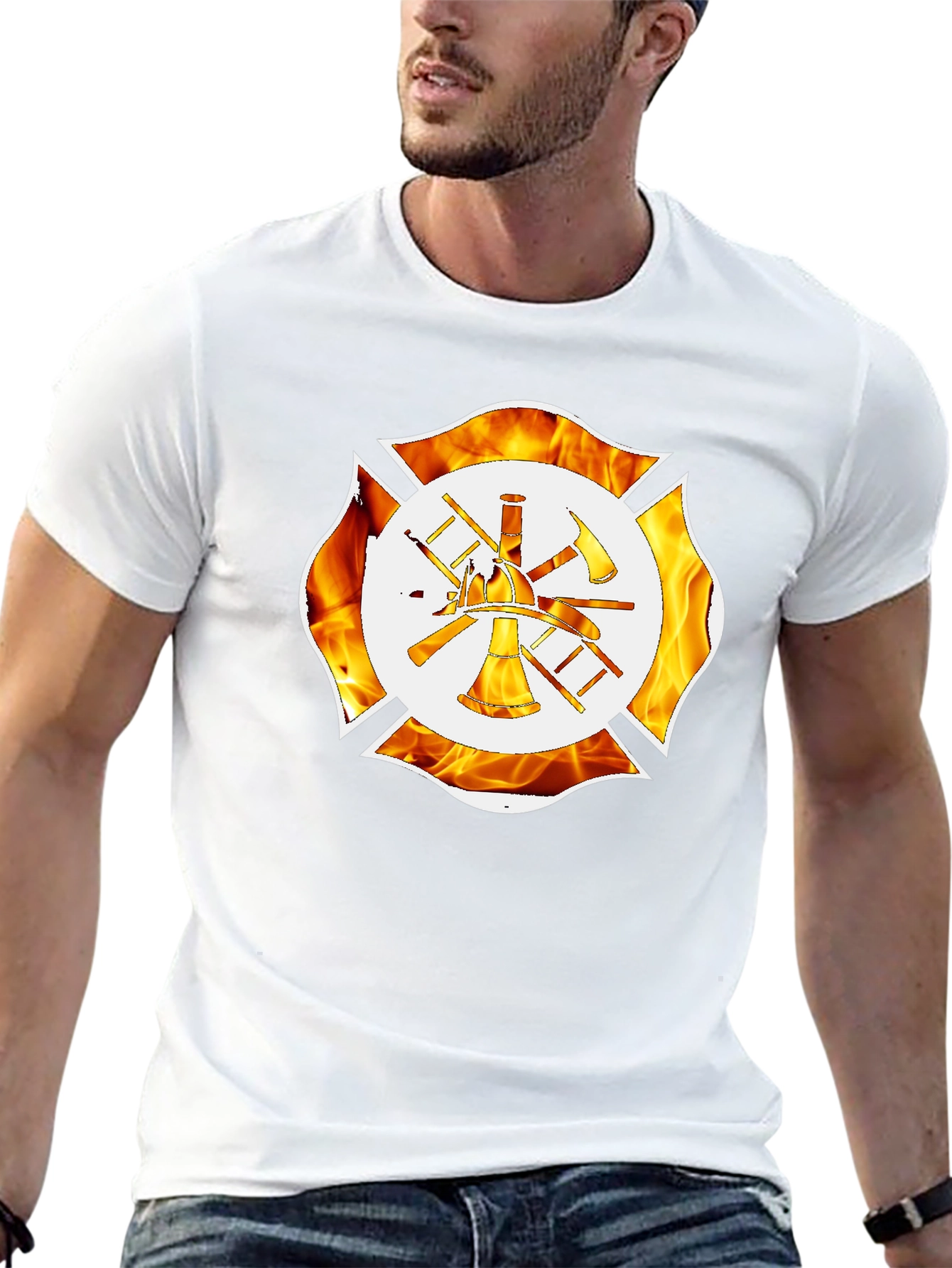 Firefighter Maltese Cross Graphic T-Shirt