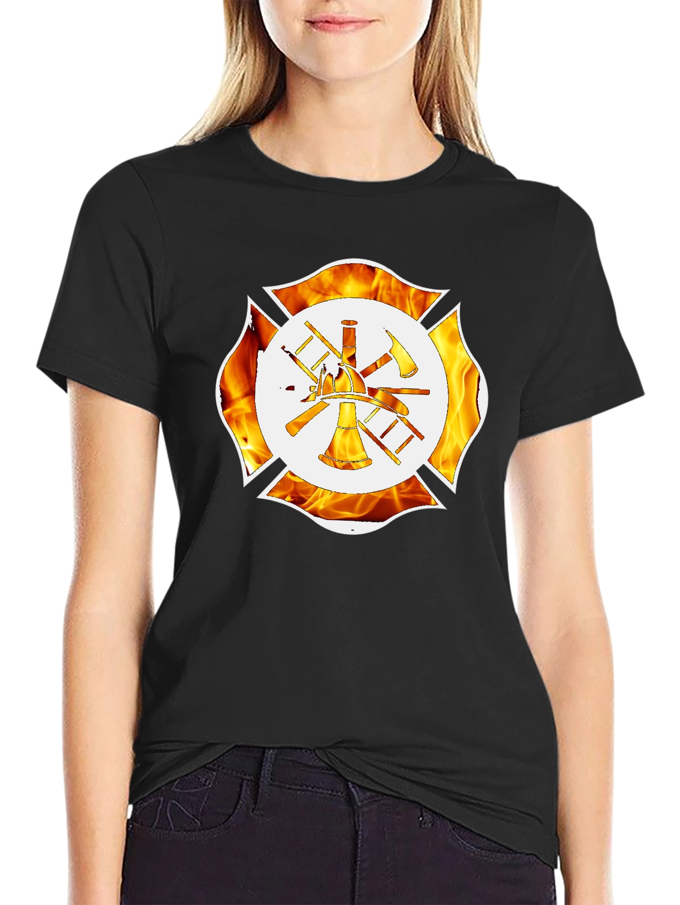 Firefighter Maltese Cross Graphic T-Shirt