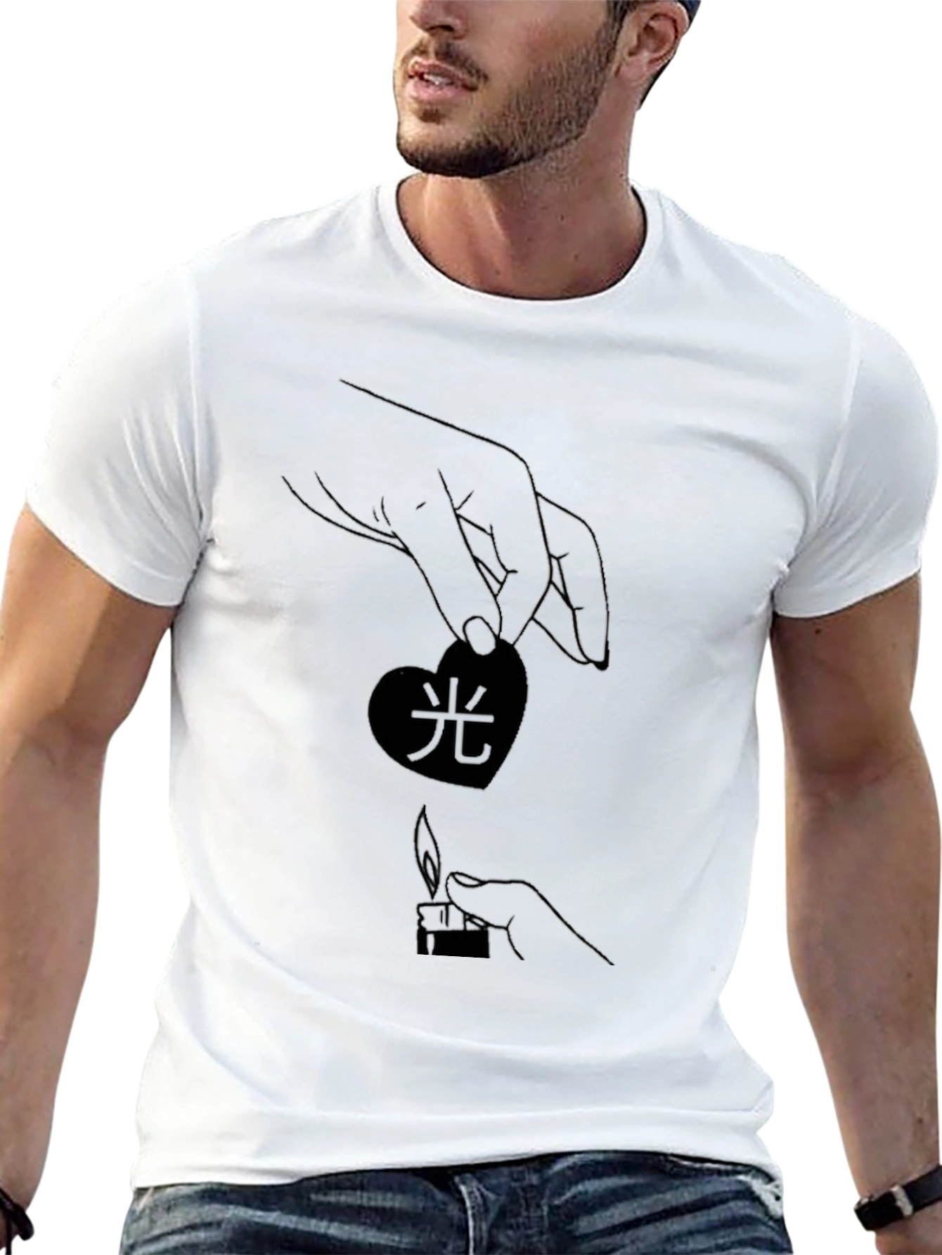 Heart & Flame Graphic Black T-Shirt