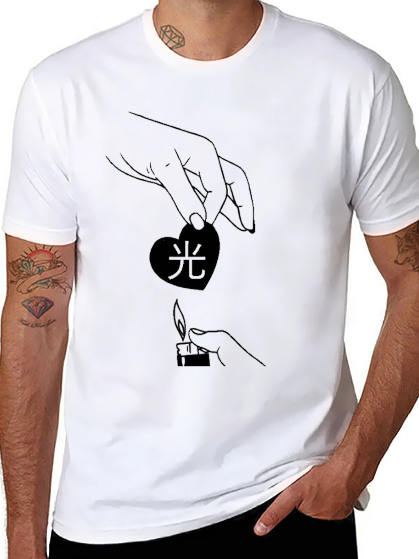 Heart & Flame Graphic Black T-Shirt