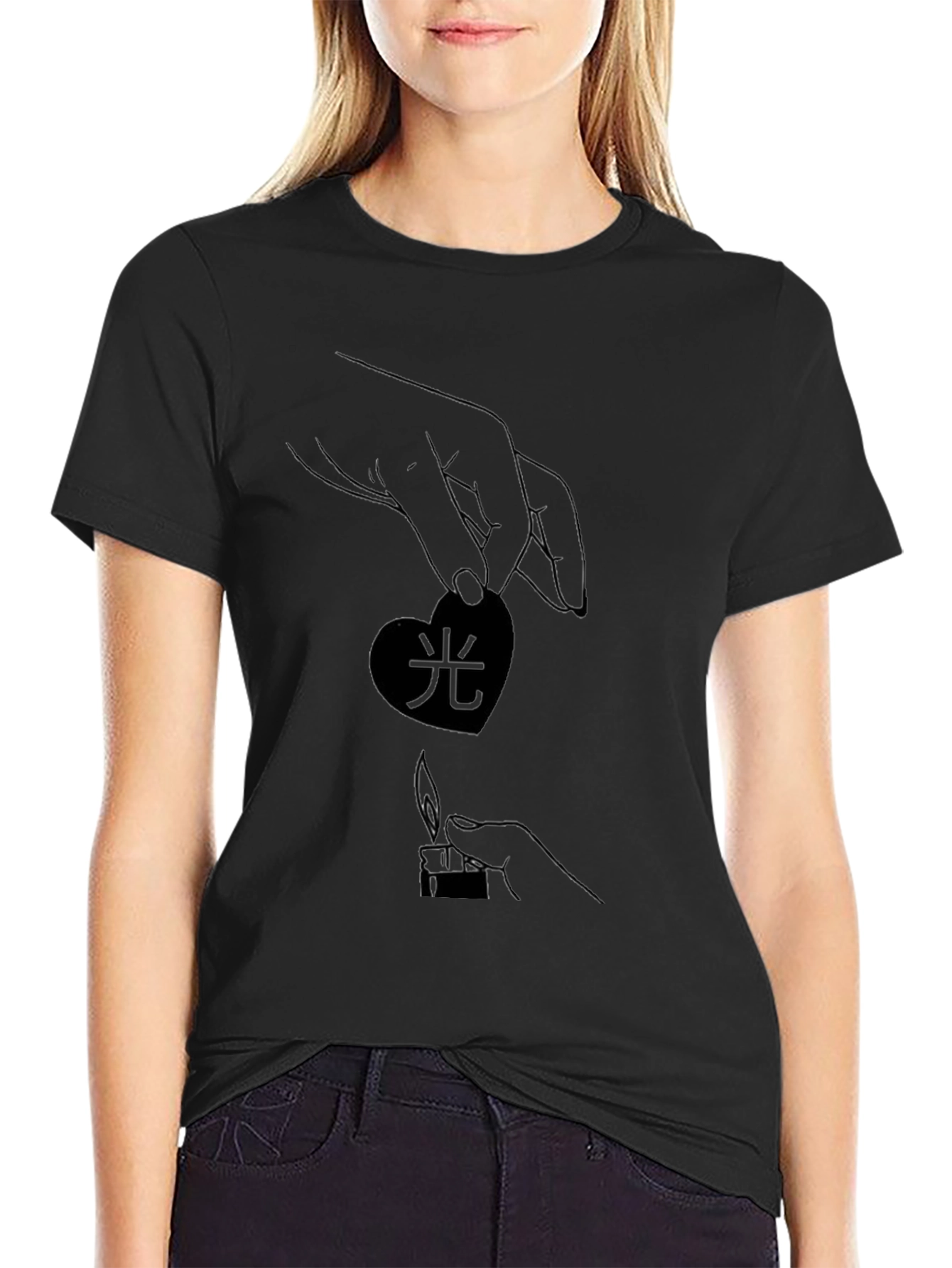 Heart & Flame Graphic Black T-Shirt