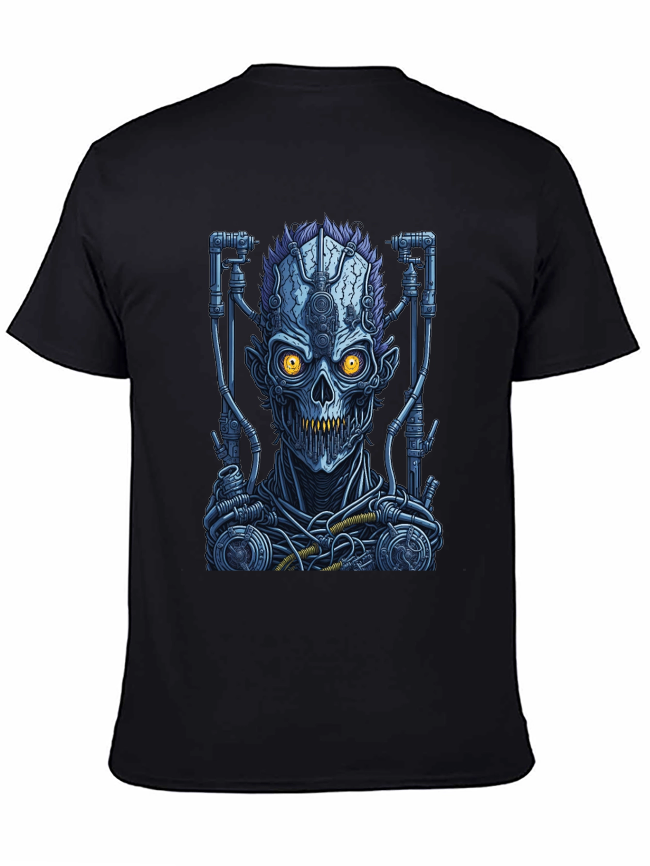 Cyberpunk Skull Graphic T-Shirt - Robot Zombie Design