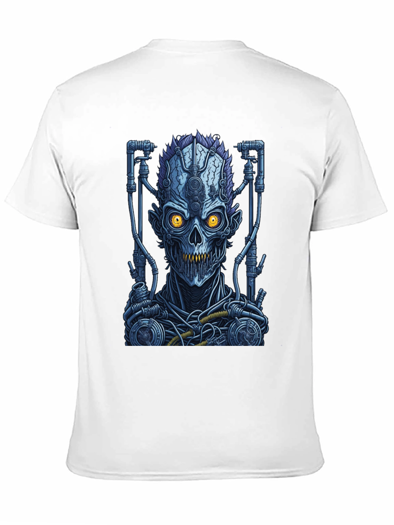Cyberpunk Skull Graphic T-Shirt - Robot Zombie Design