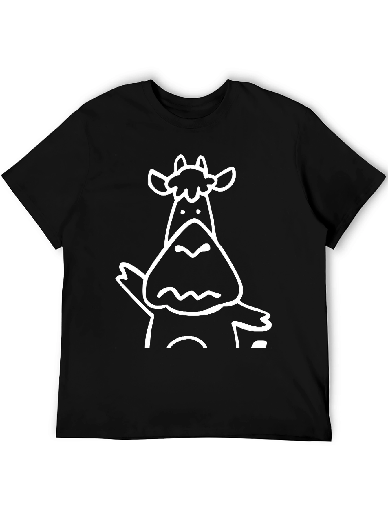 Funny Cartoon Cow Graphic Black T-Shirt