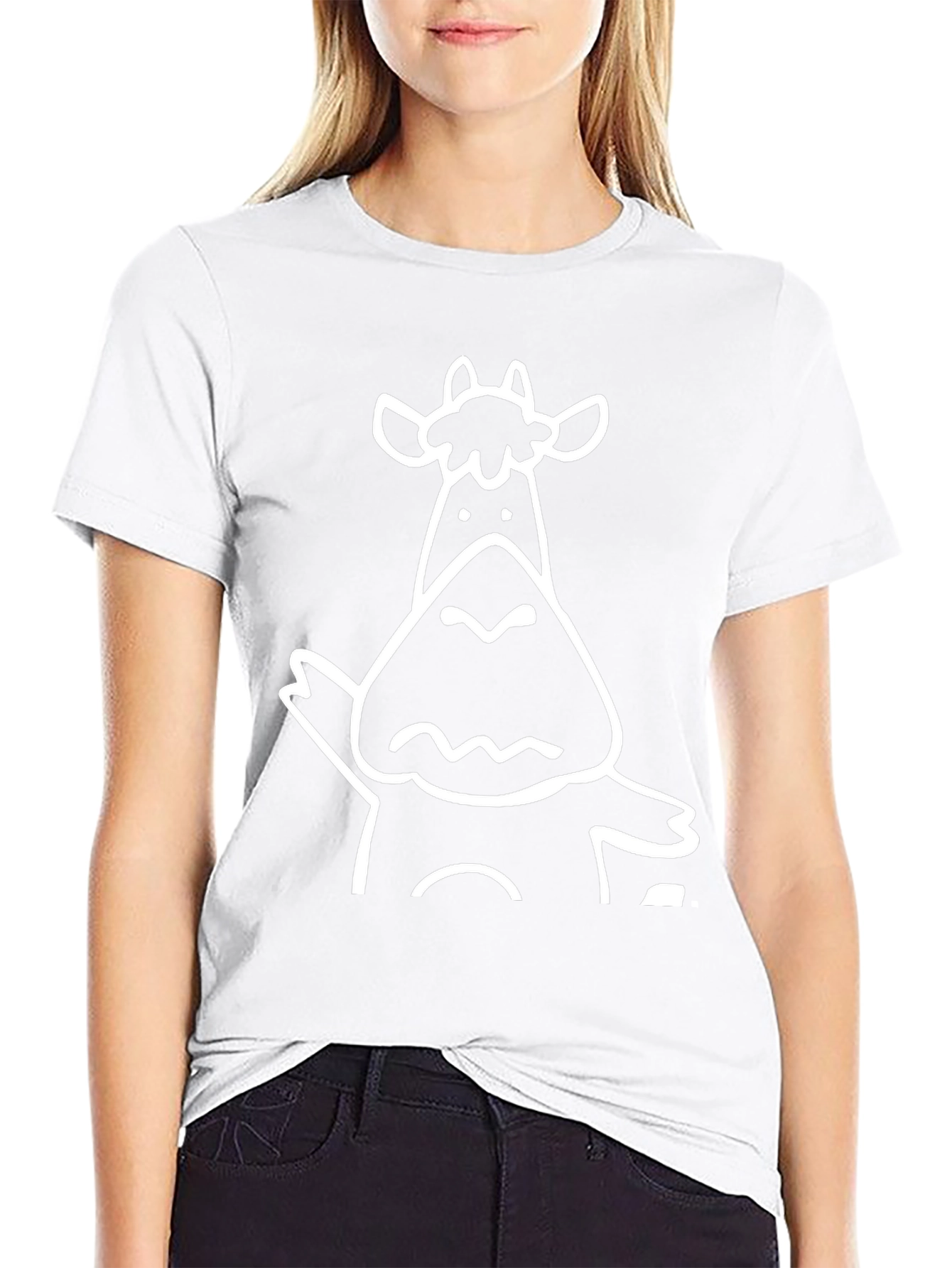 Funny Cartoon Cow Graphic Black T-Shirt