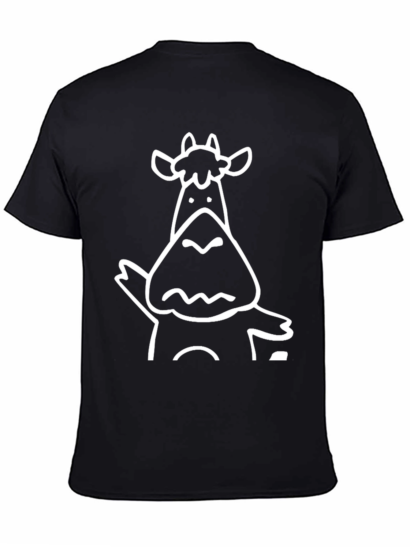 Funny Cartoon Cow Graphic Black T-Shirt