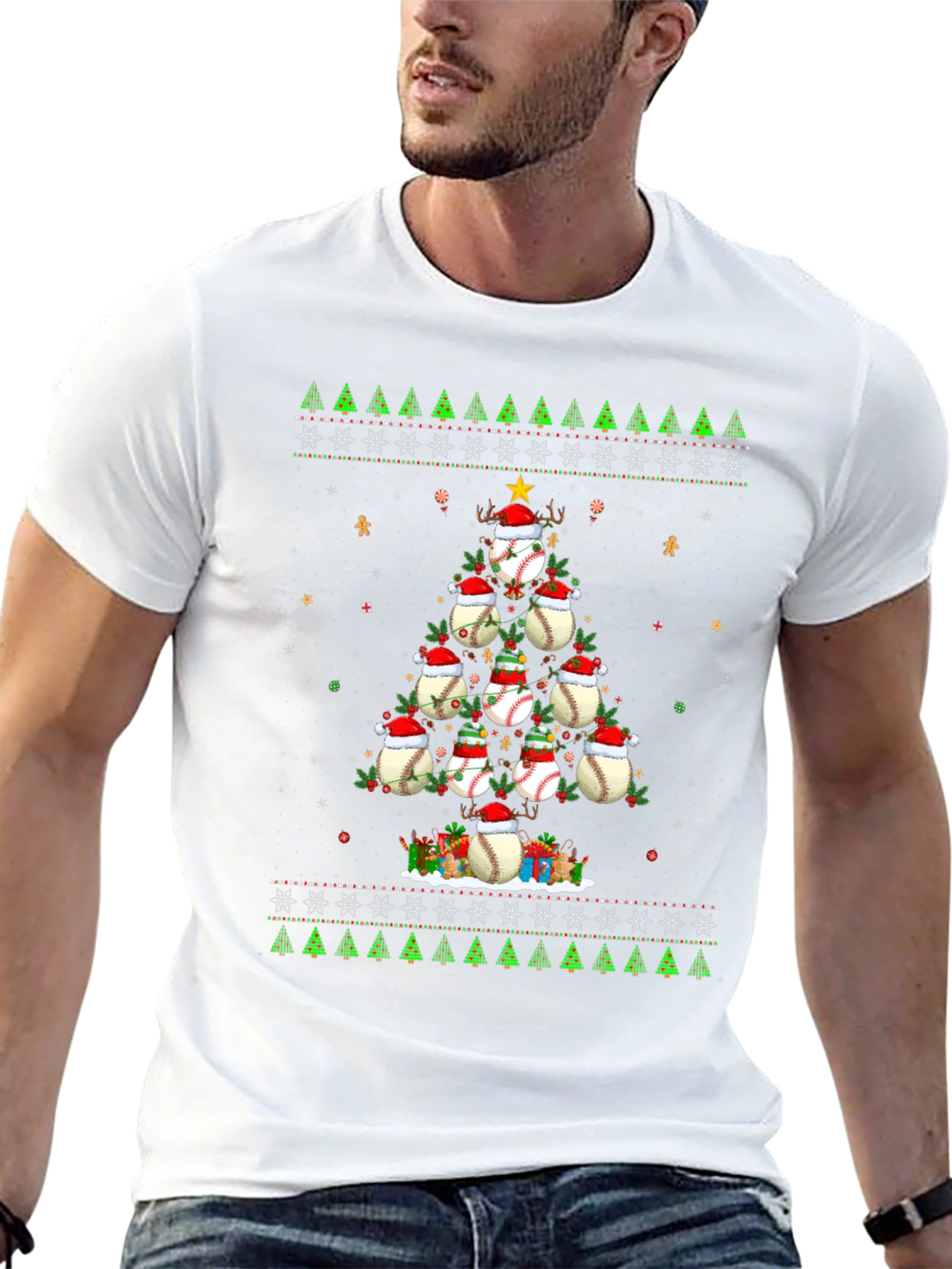 Baseball Christmas Tree T-Shirt
